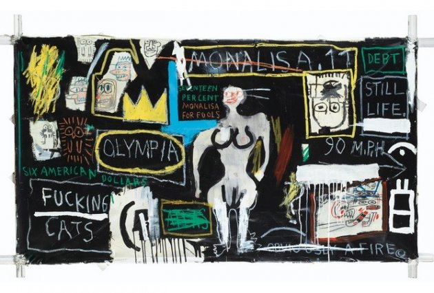 Jean-Michel Basquiat's painting Crown Hotel (Mona Lisa Black Background), 1982