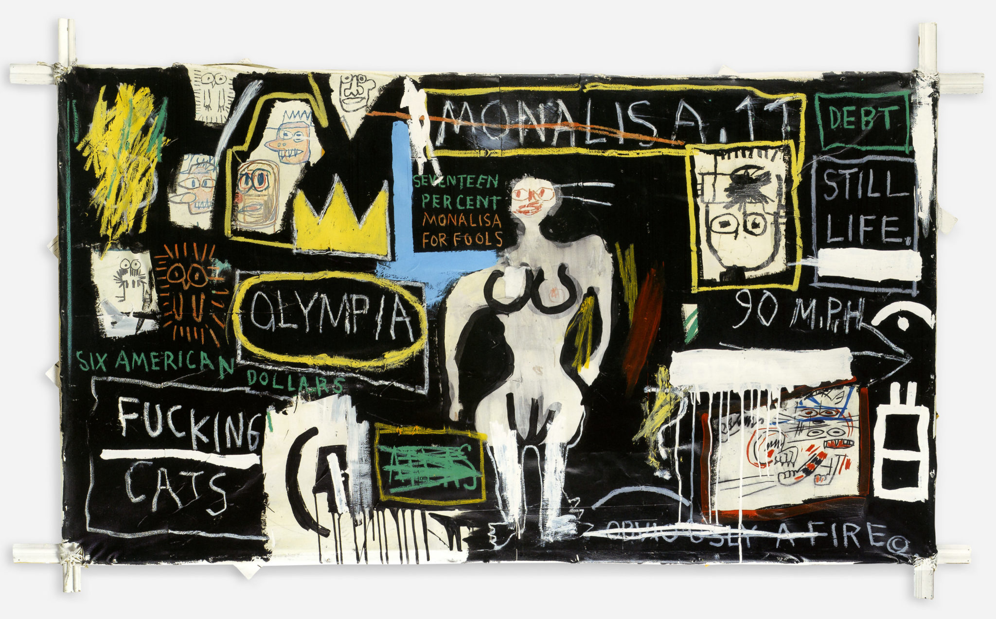 Jean-Michel Basquiat's painting Crown Hotel (Mona Lisa Black Background), 1982