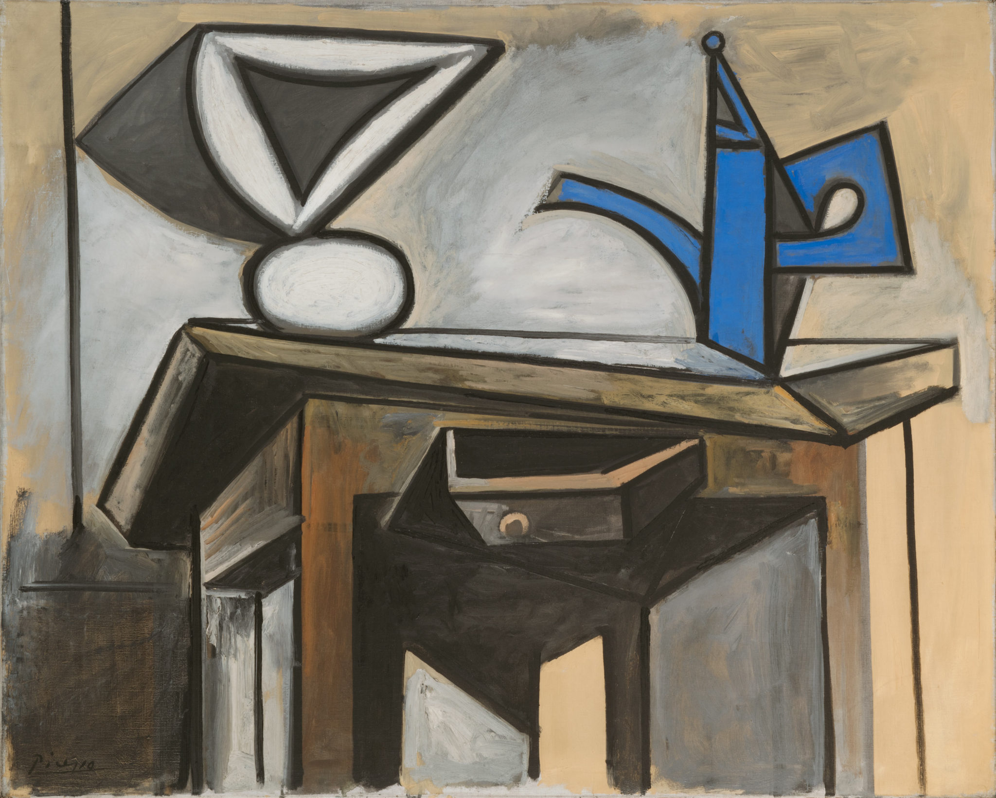 Detail view of Install view of Picasso's painting Nature morte à la cafetière, 1947