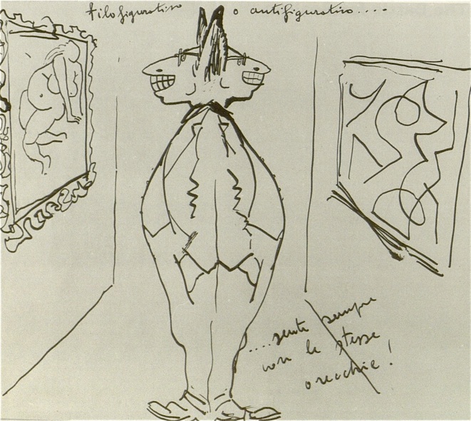 Renato Guttuso's drawing Abstract versus Figurative Art