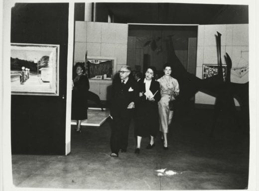 Exhibition opening, 12 Modern American Painters and Sculptors. Exhibition held at the Musée National d’Art Moderne, Palais de Tokyo (April 24 – June 7, 1953)