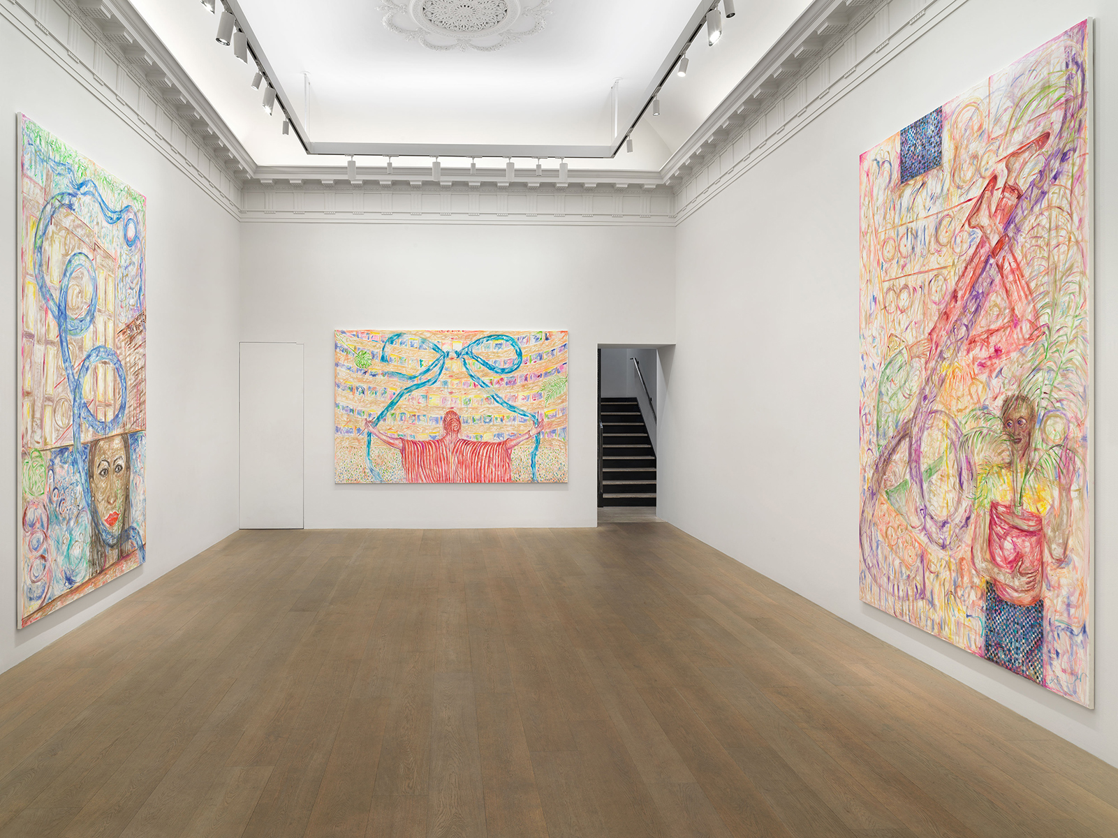 Installation view of Jutta Koether's 4 the Team exhibition at Lévy Gorvy New York