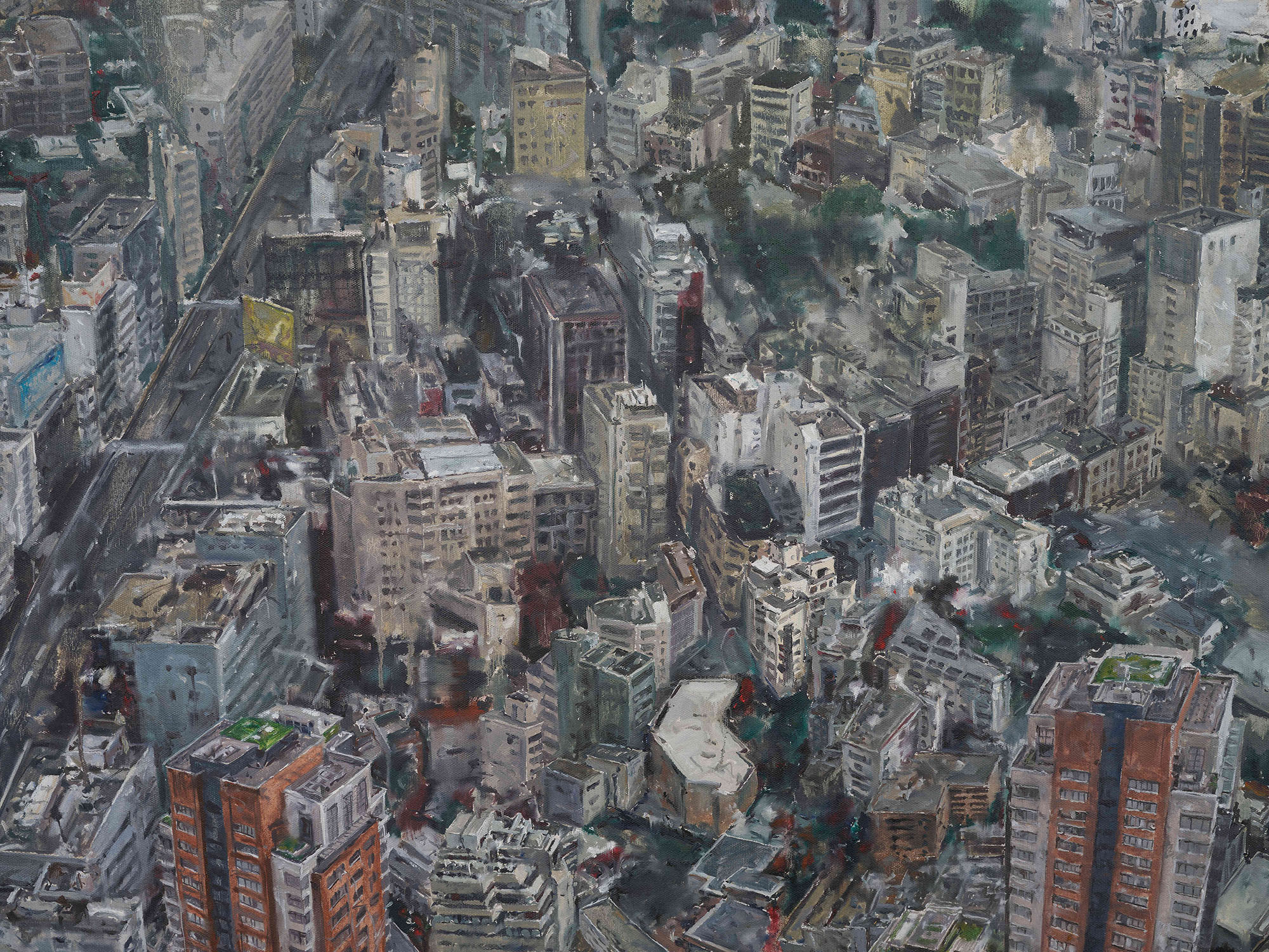 Detail view of Tu Hongtao's painting Chengdu, Tokyo or Shenzhen