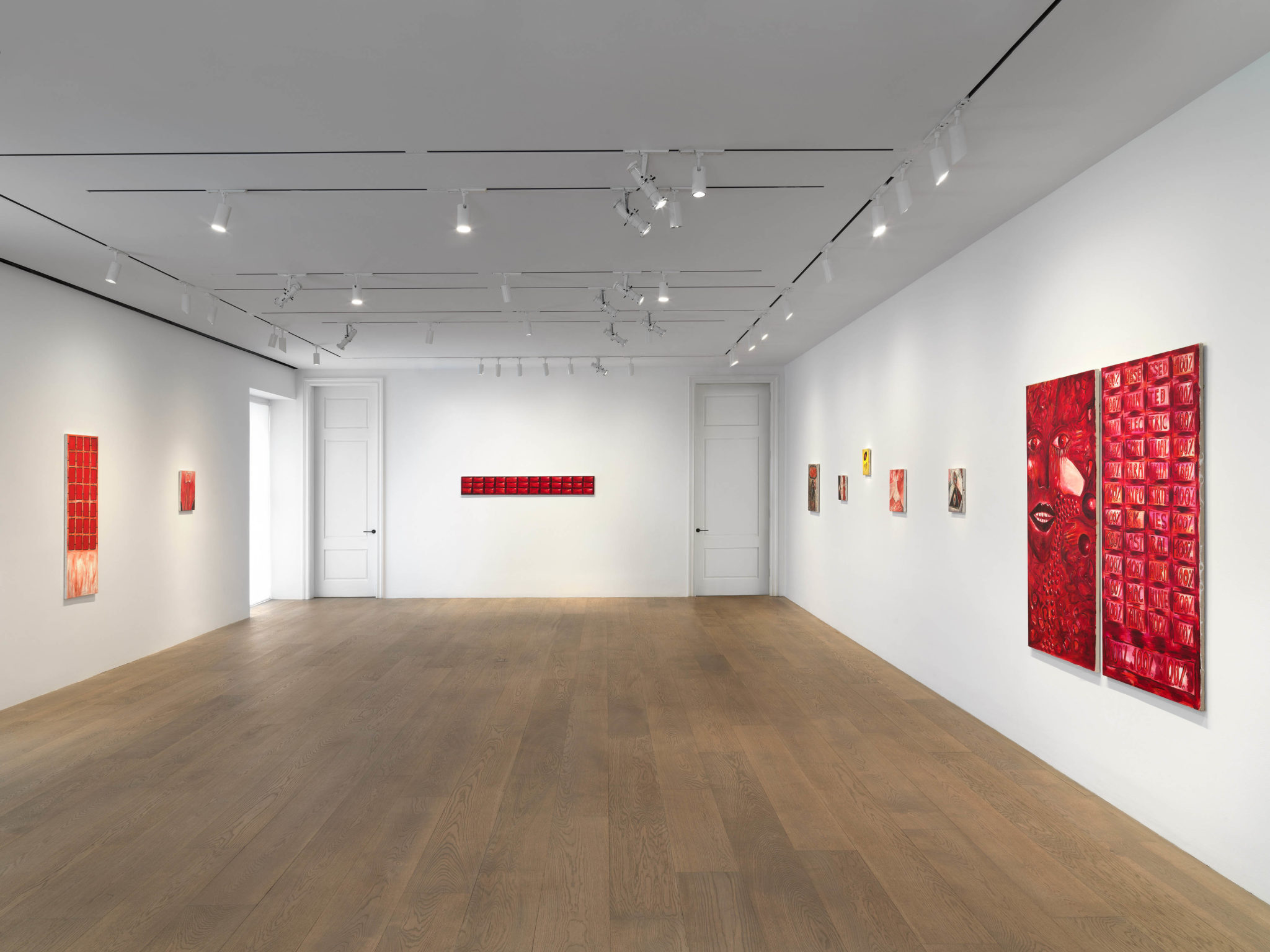 Installation view of Jutta Koether's paintings at Lévy Gorvy New York