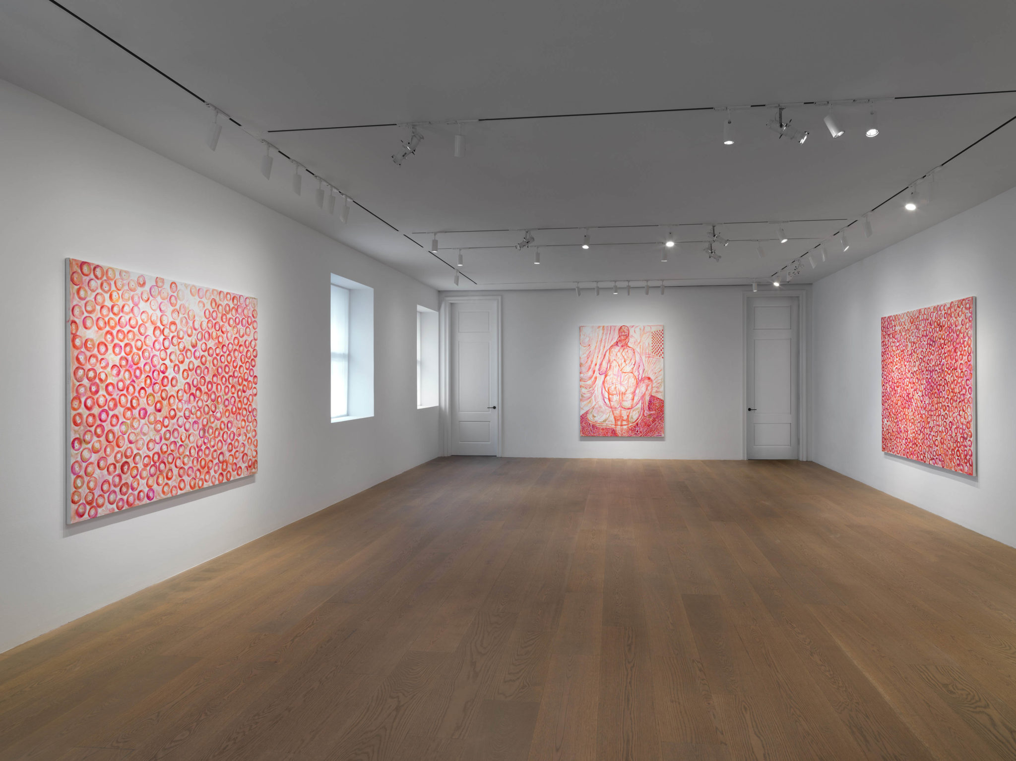 Installation view of Jutta Koether's paintings at Lévy Gorvy New York