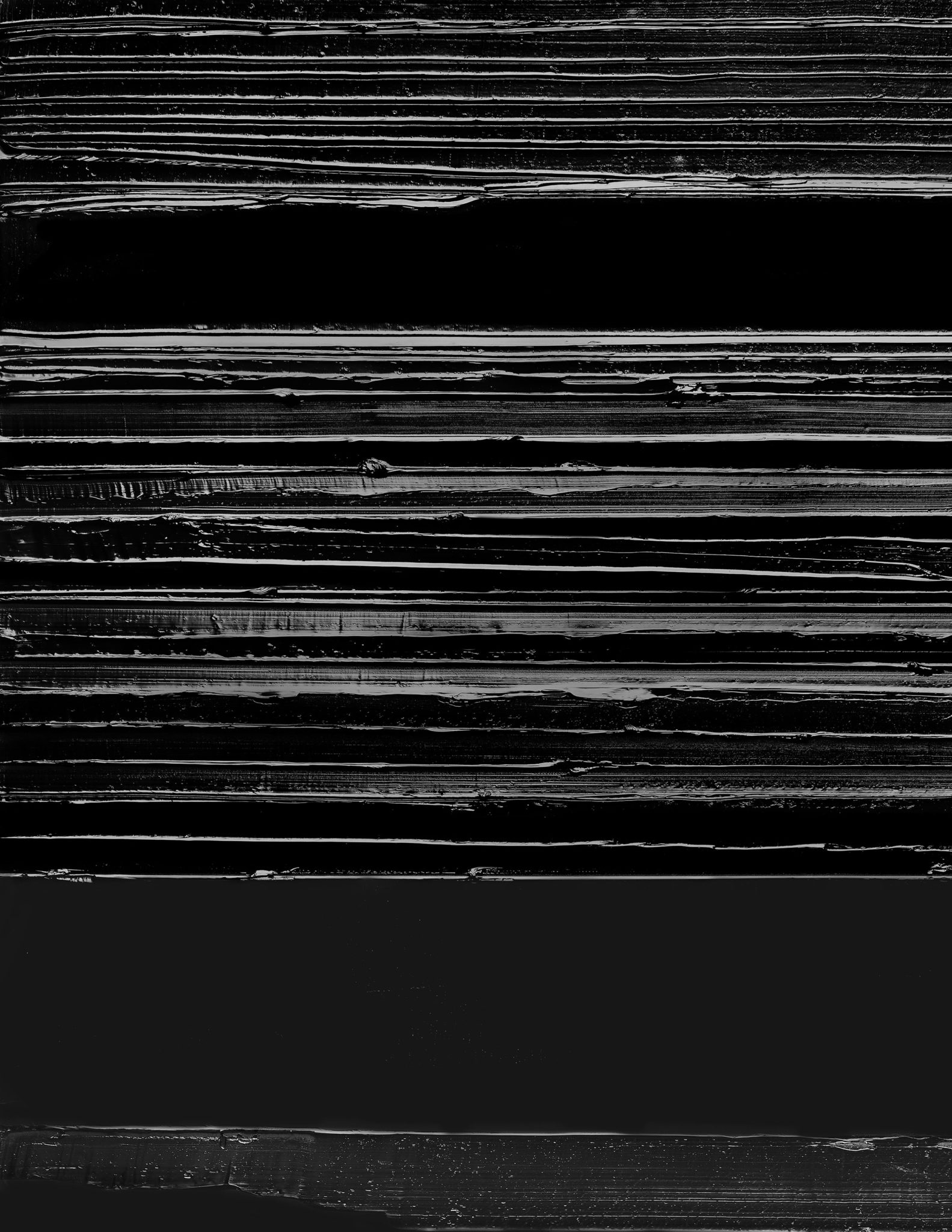 Detail view of Pierre Soulages's painting Peinture, 202 x 143 cm, 8 septembre 2019 (2019)