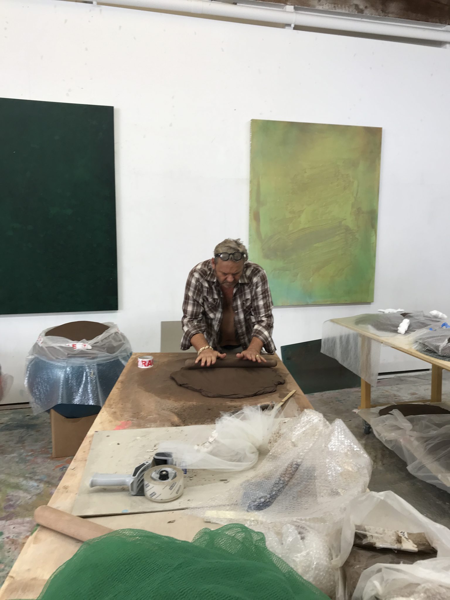 View of Peter Regli working in his studio