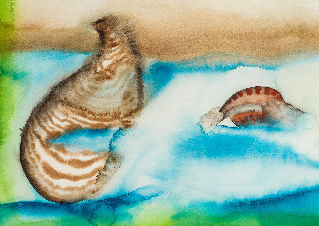 Detail of Francesco Clemente's watercolor 4-14-2020