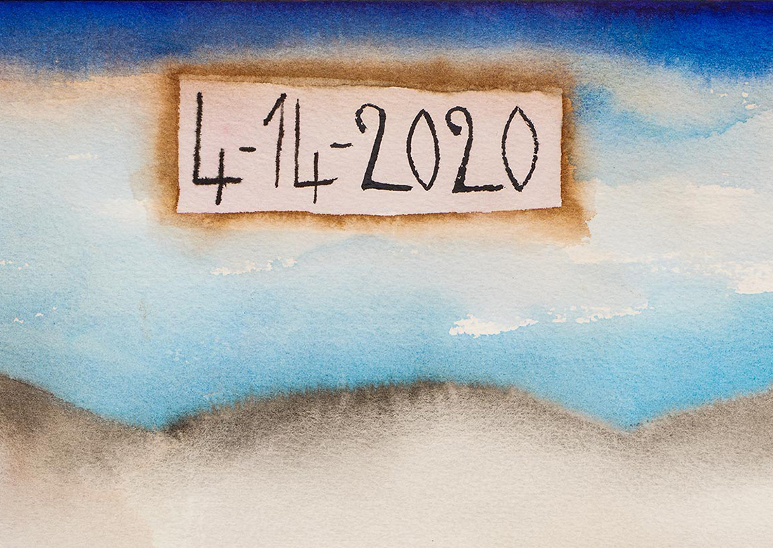 Detail of Francesco Clemente's watercolor 4-14-2020