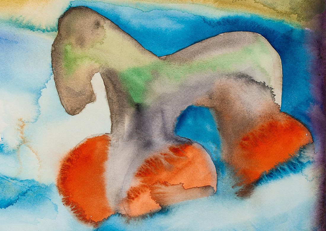 Detail of Francesco Clemente's watercolor 4-15-2020