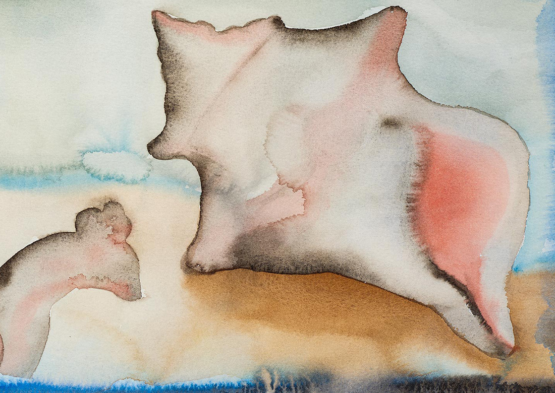 Detail of Francesco Clemente's watercolor 4-23-2020