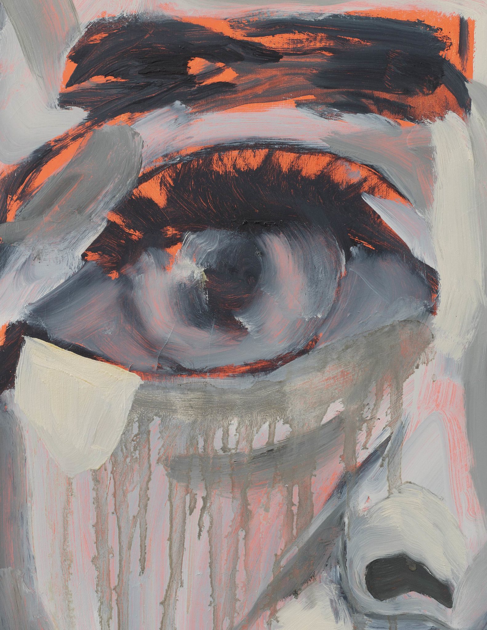 Detail view of Francesco Clemente's Grisaille Self-Portrait, 1998