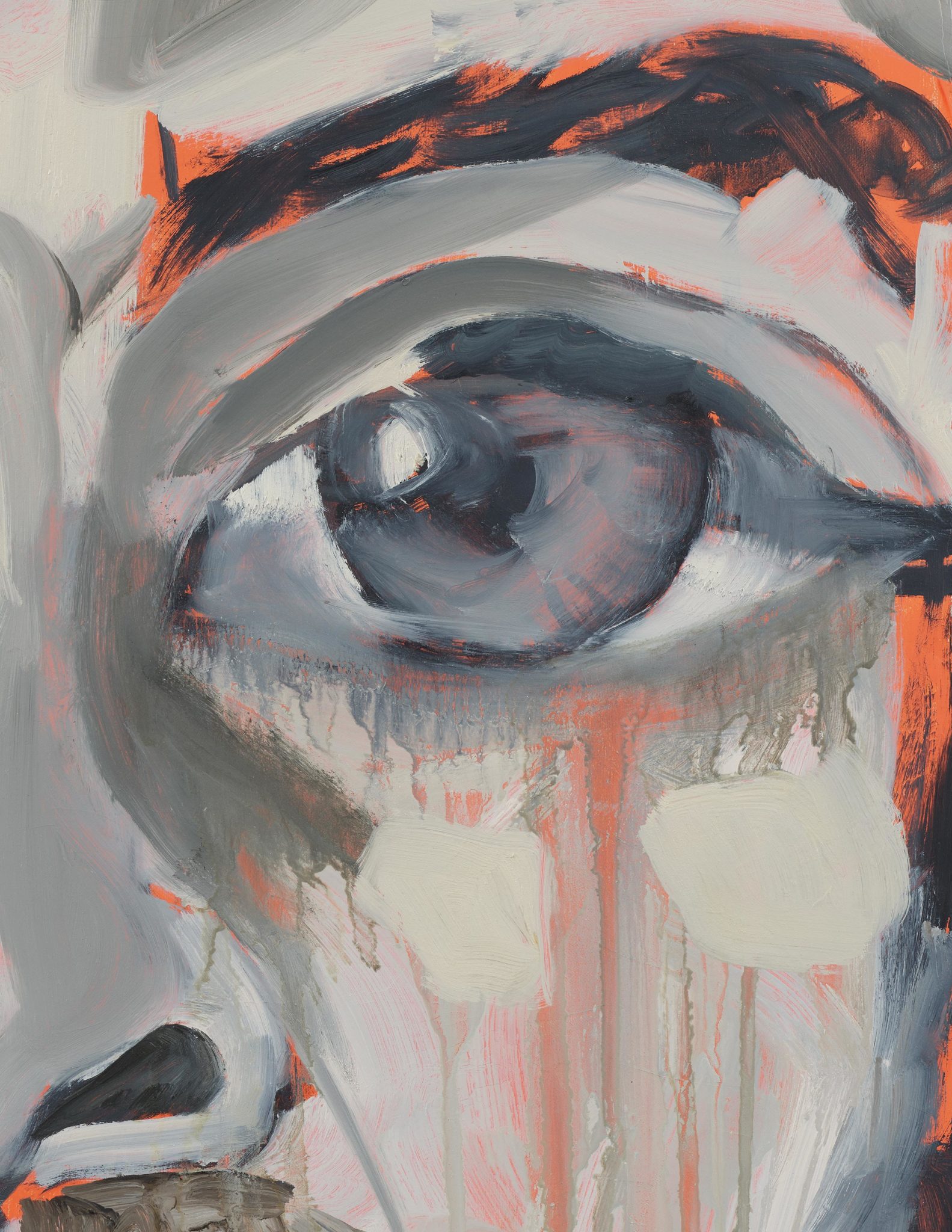 Detail view of Francesco Clemente's Grisaille Self-Portrait, 1998