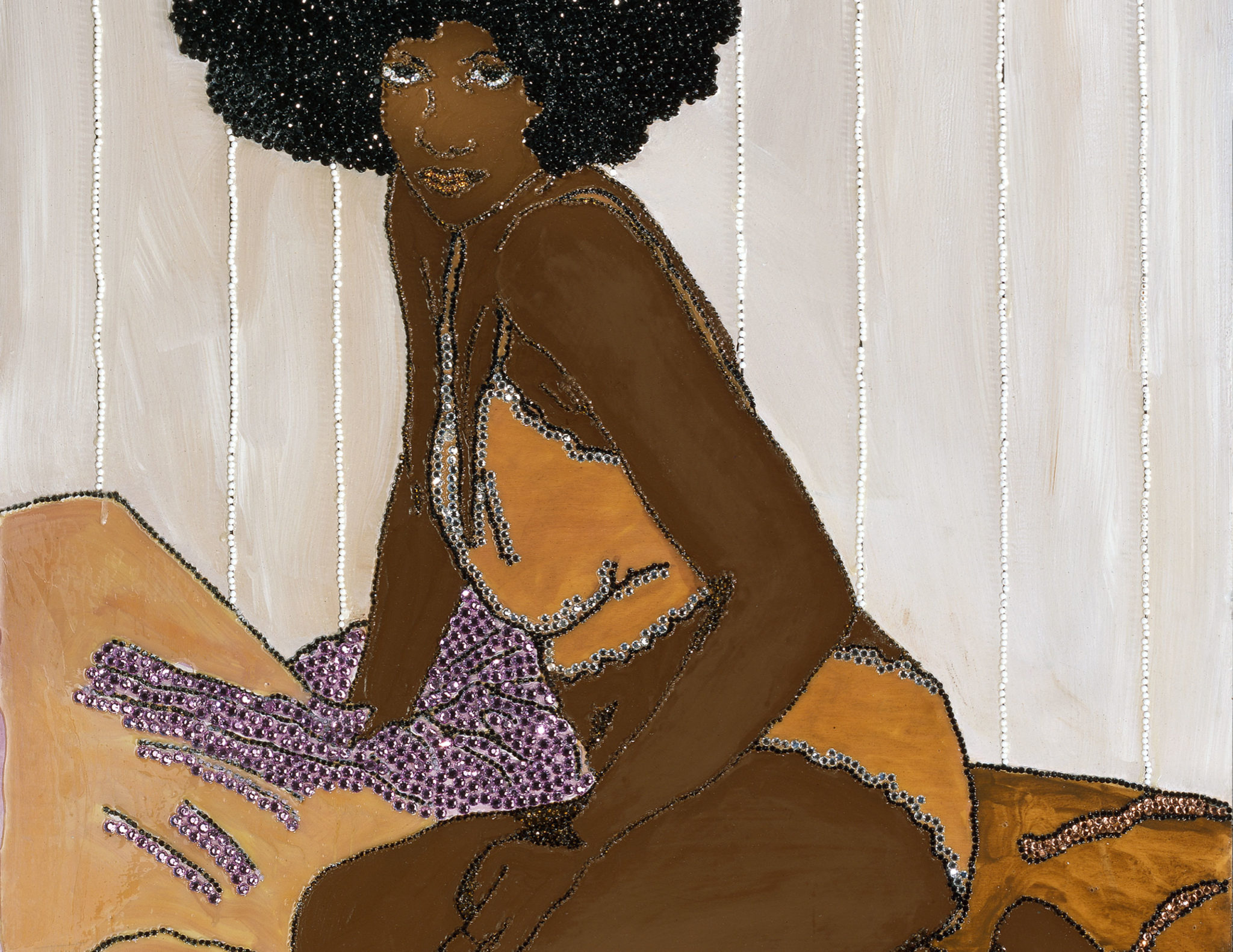 Detail view of Mickalene Thomas's Sugar Baby, 2004