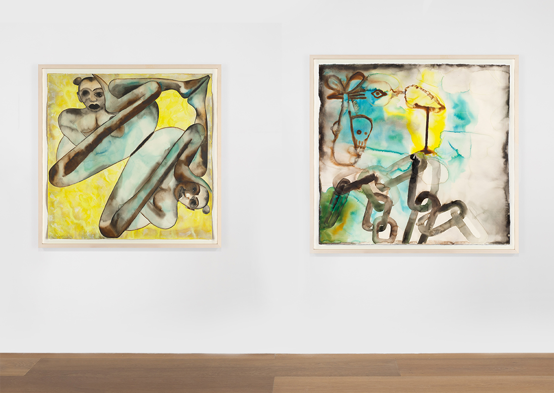 Two works from Francesco Clemente's Book of the Sea series