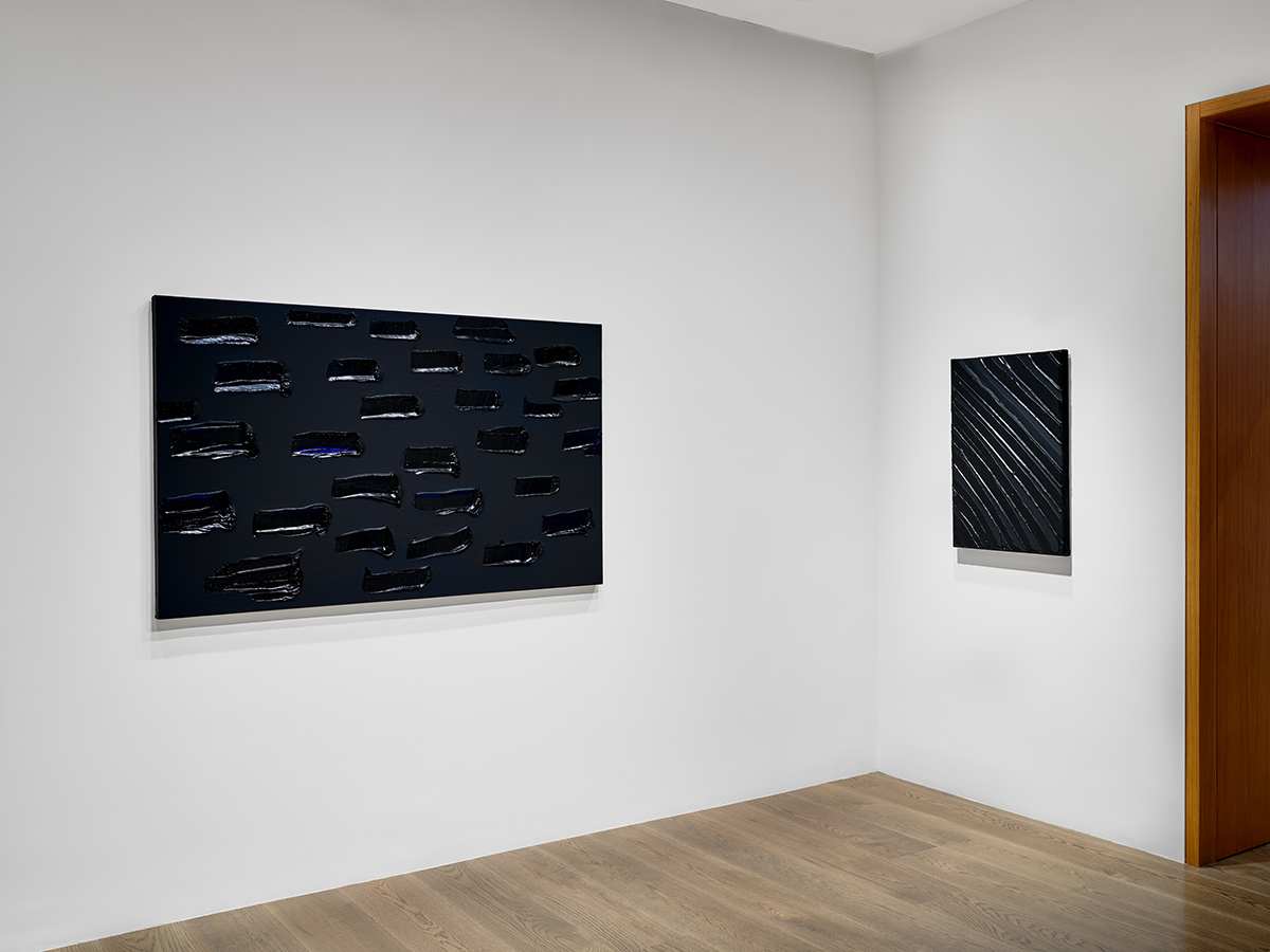 Installation view of Pierre Soulages: Outrenoir exhibition at Lévy Gorvy Hong Kong 2020