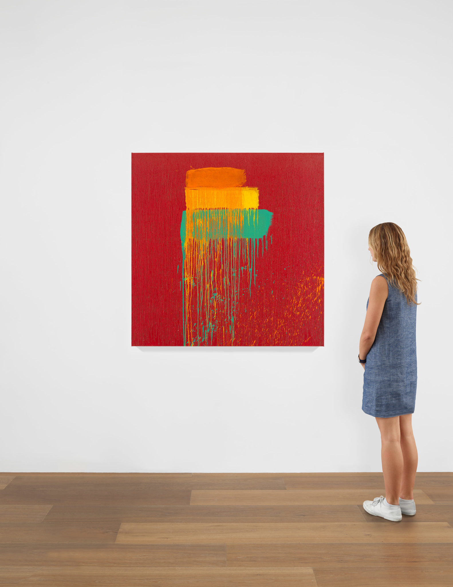 Scale view of Pat Steir's painting Untitled X, 2020 (Taipei)