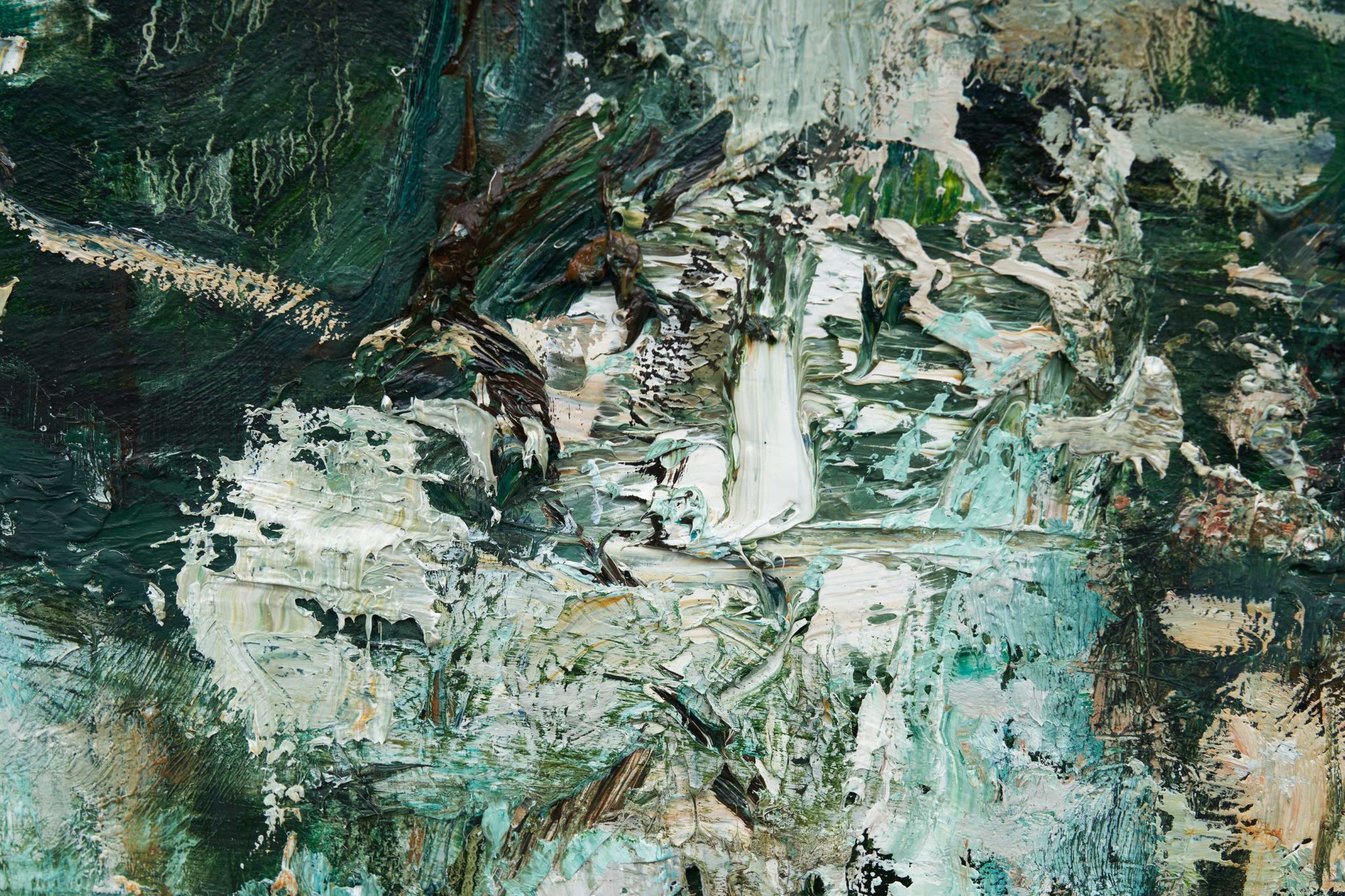 Detail view of Tu Hongtao's Flowers in the Mountain Shades, 2019–20