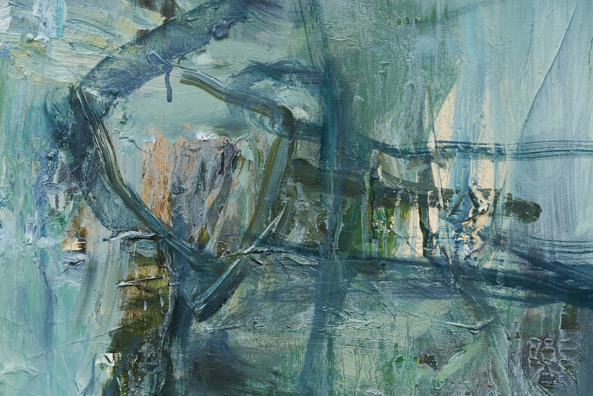 Detail view of Tu Hongtao's Stream-Fallen Leaves-Deep Valley, 2019–20