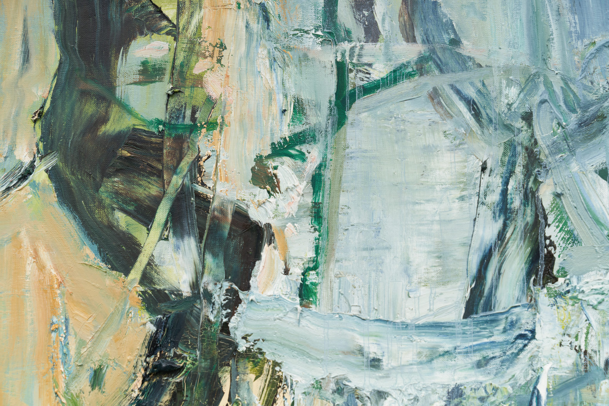 Detail view of Tu Hongtao's Stream-Fallen Leaves-Deep Valley, 2019–20