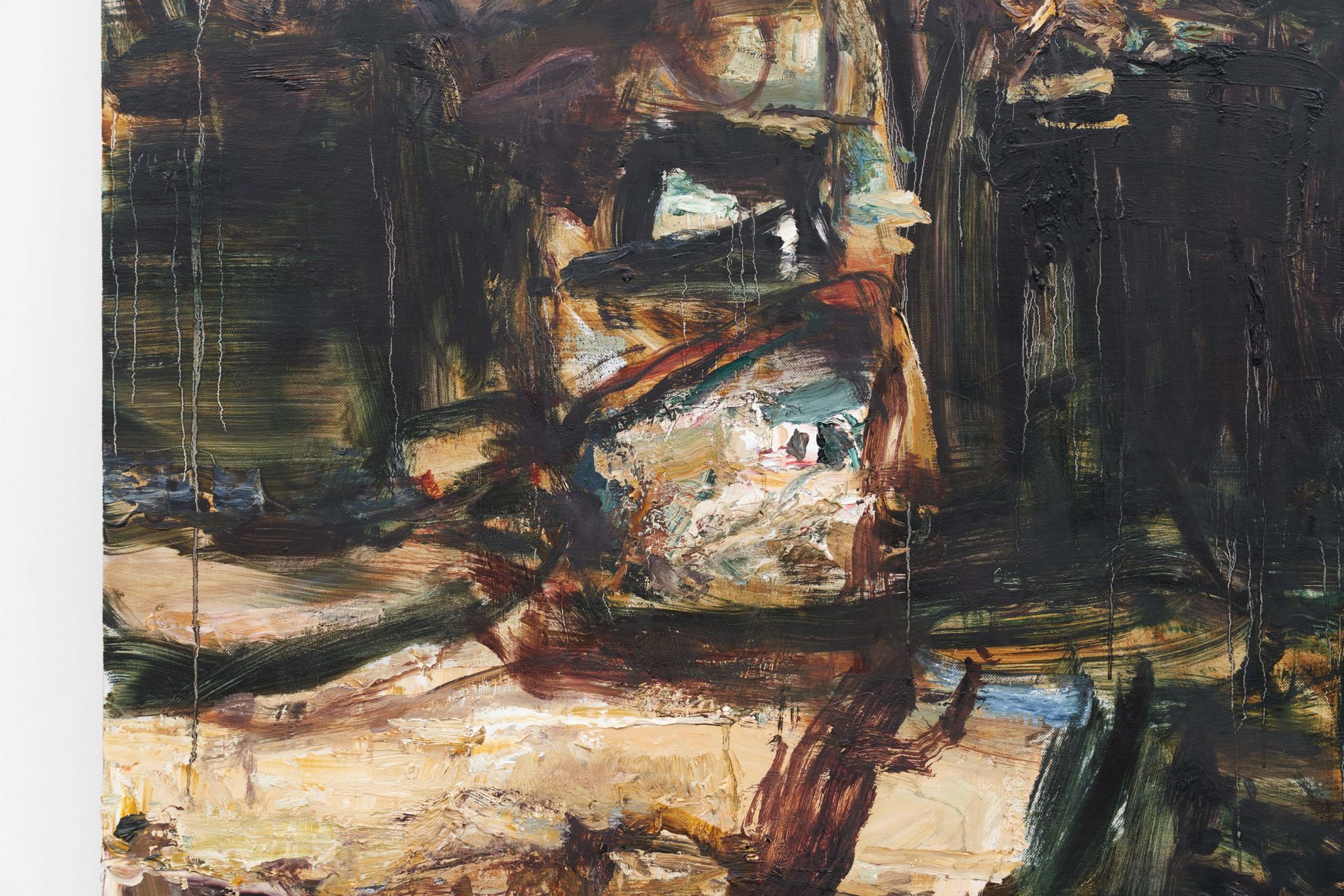 Detail view of Tu Hongtao's Falling Leaves Rustling Down, 2019–20