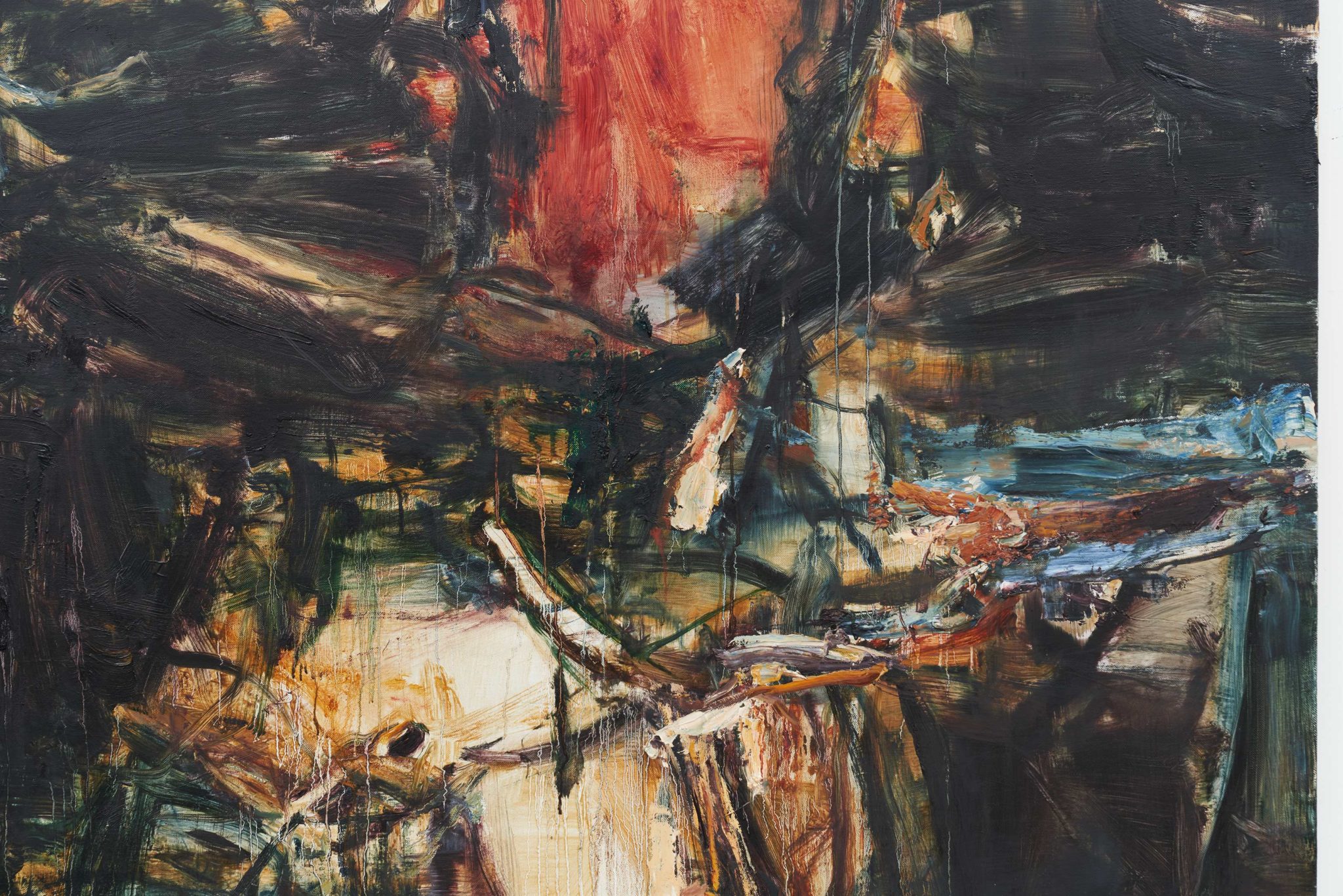 Detail view of Tu Hongtao's Falling Leaves Rustling Down, 2019–20