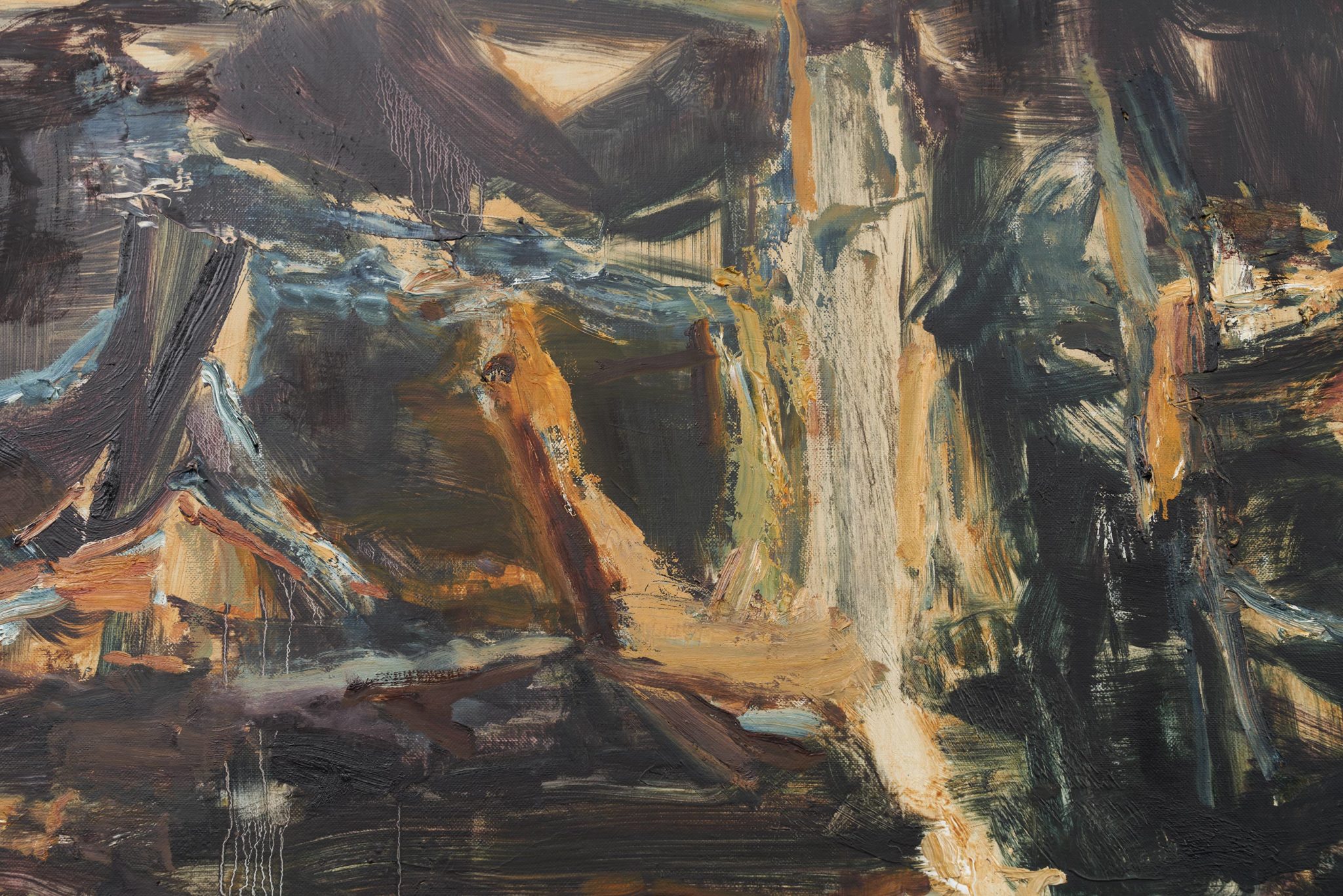 Detail view of Tu Hongtao's Falling Leaves Rustling Down, 2019–20