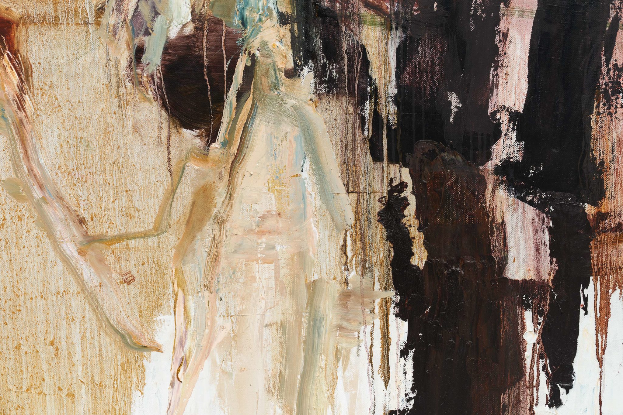 Detail view of Tu Hongtao's Falling Leaves Rustling Down, 2019–20