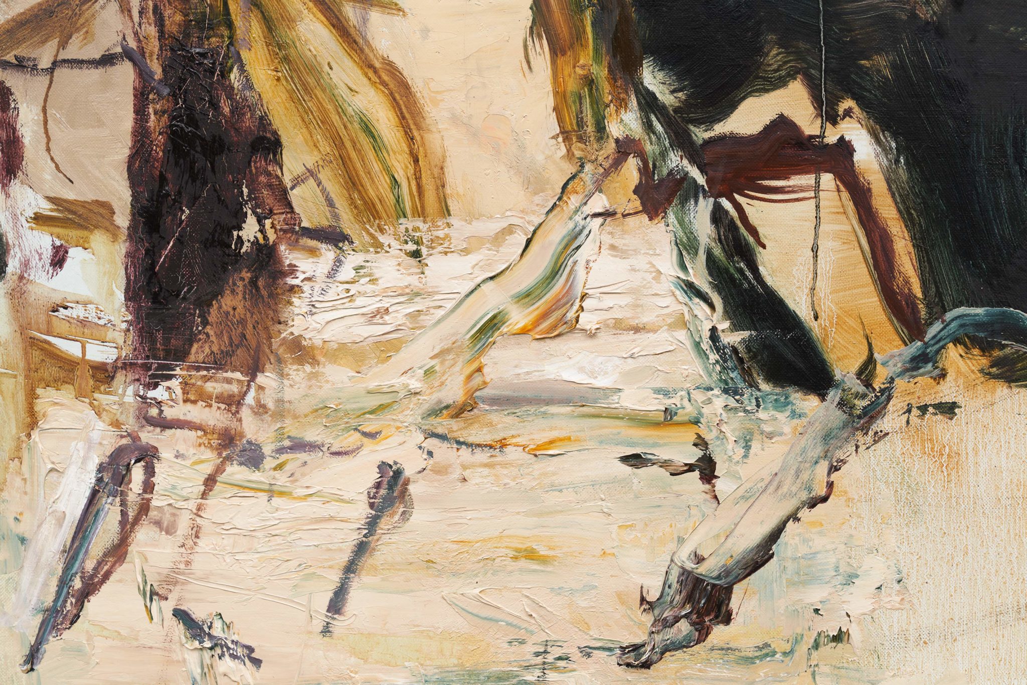 Detail view of Tu Hongtao's Falling Leaves Rustling Down, 2019–20