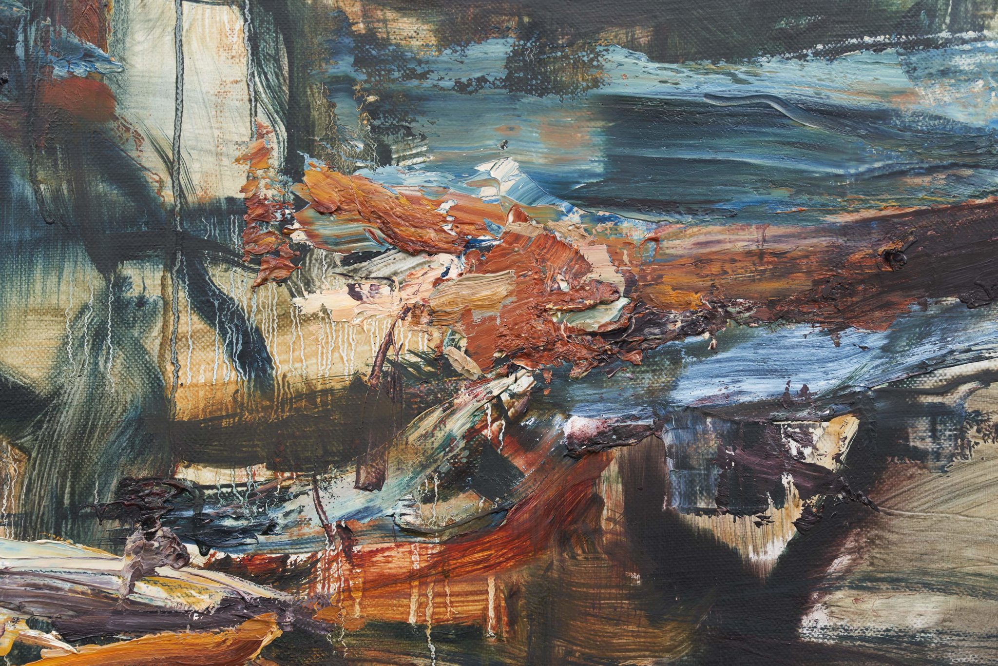 Detail view of Tu Hongtao's Falling Leaves Rustling Down, 2019–20