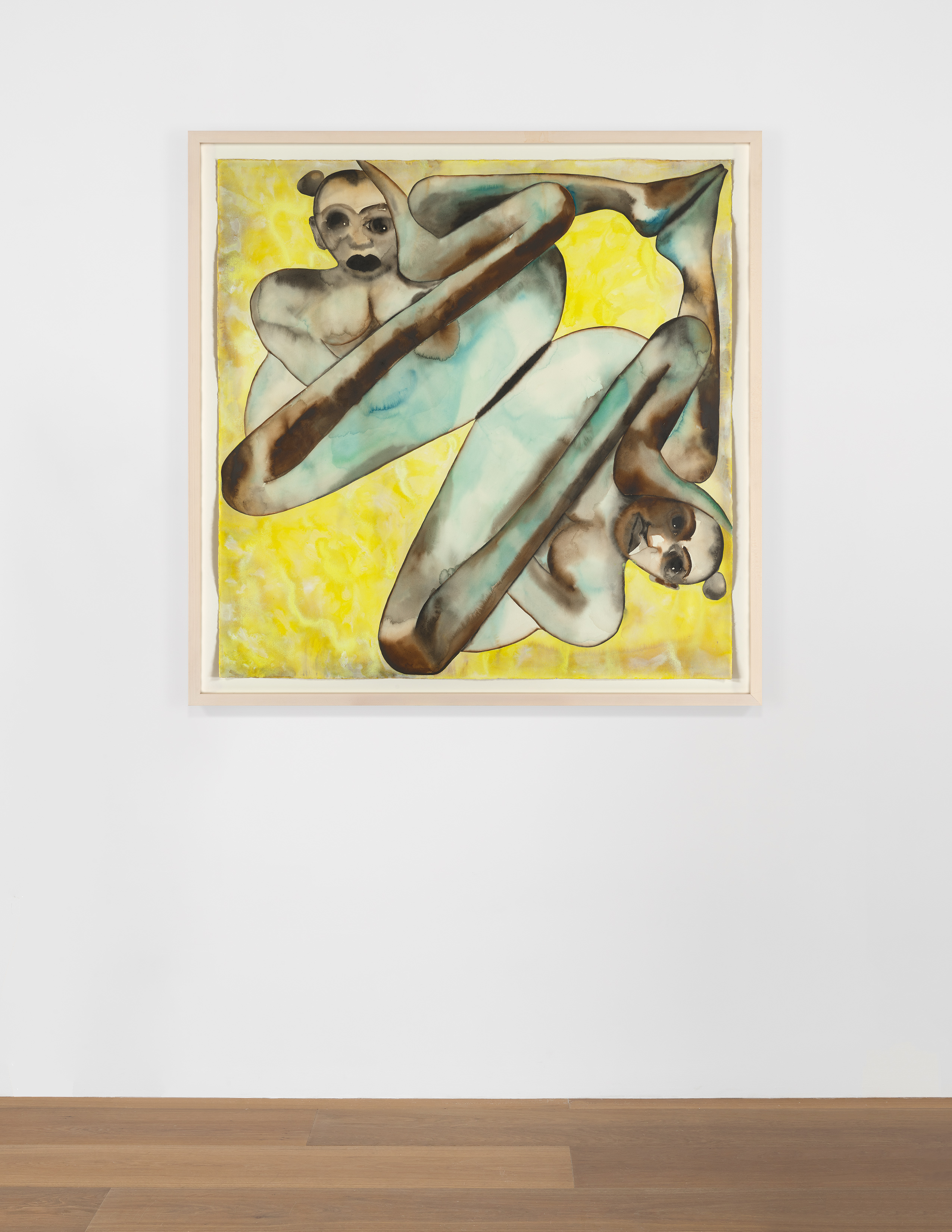 Install view of Francesco Clemente's watercolor Symmetry, 1991