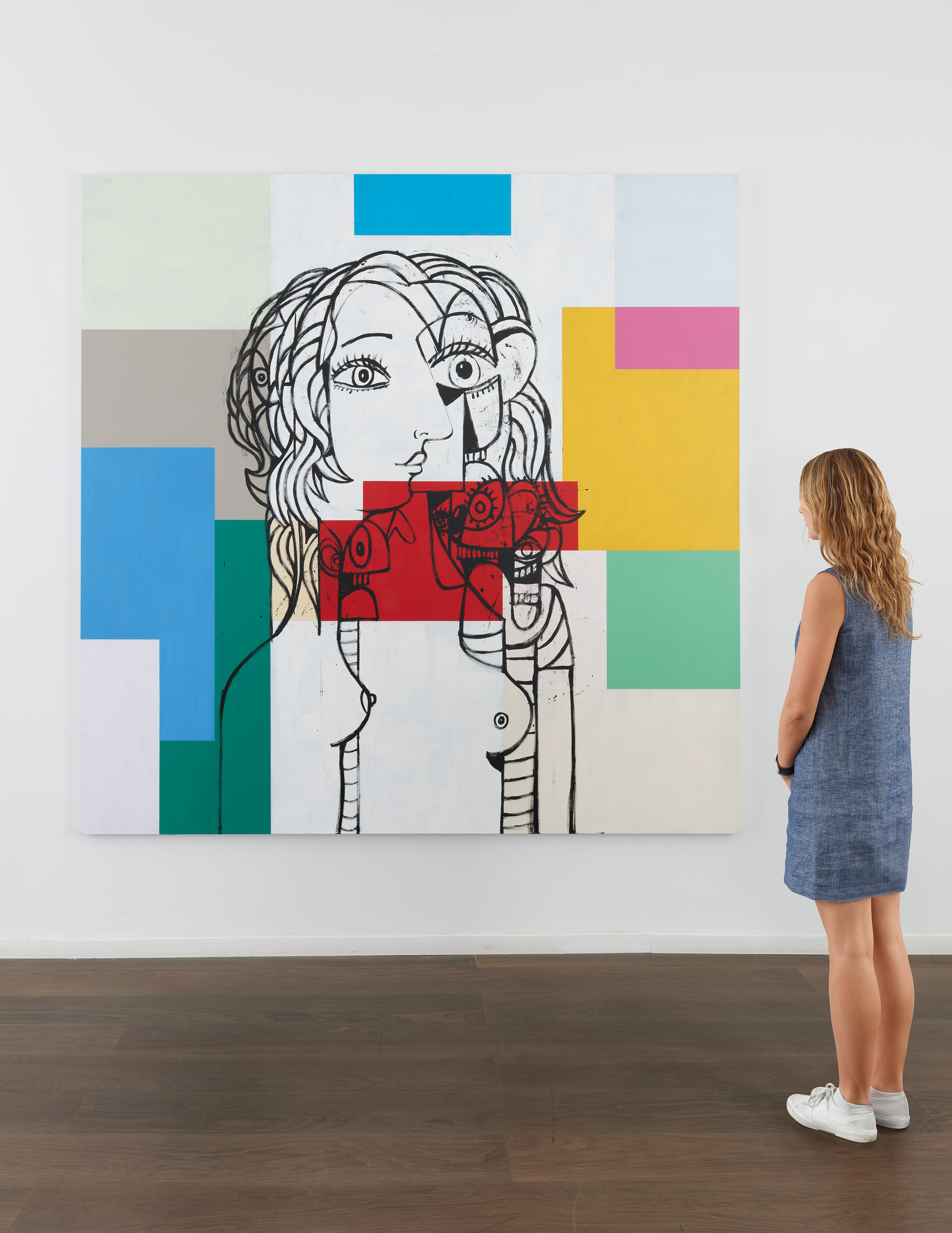 Scale view of George Condo's painting Untitled, 2017