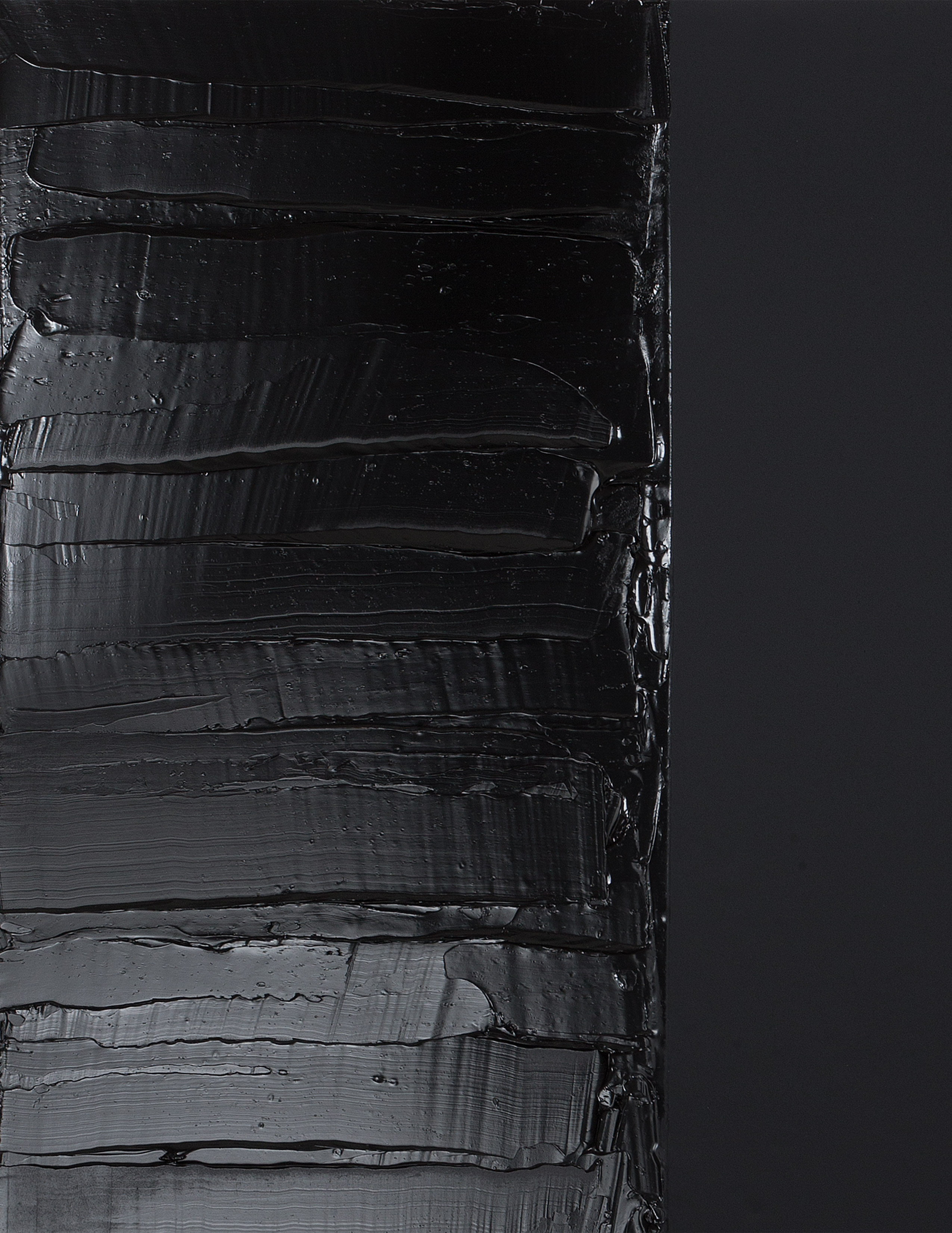 Detail view of Pierre Soulages's painting 130 x 117 cm 21 Septembre 2018, 2018