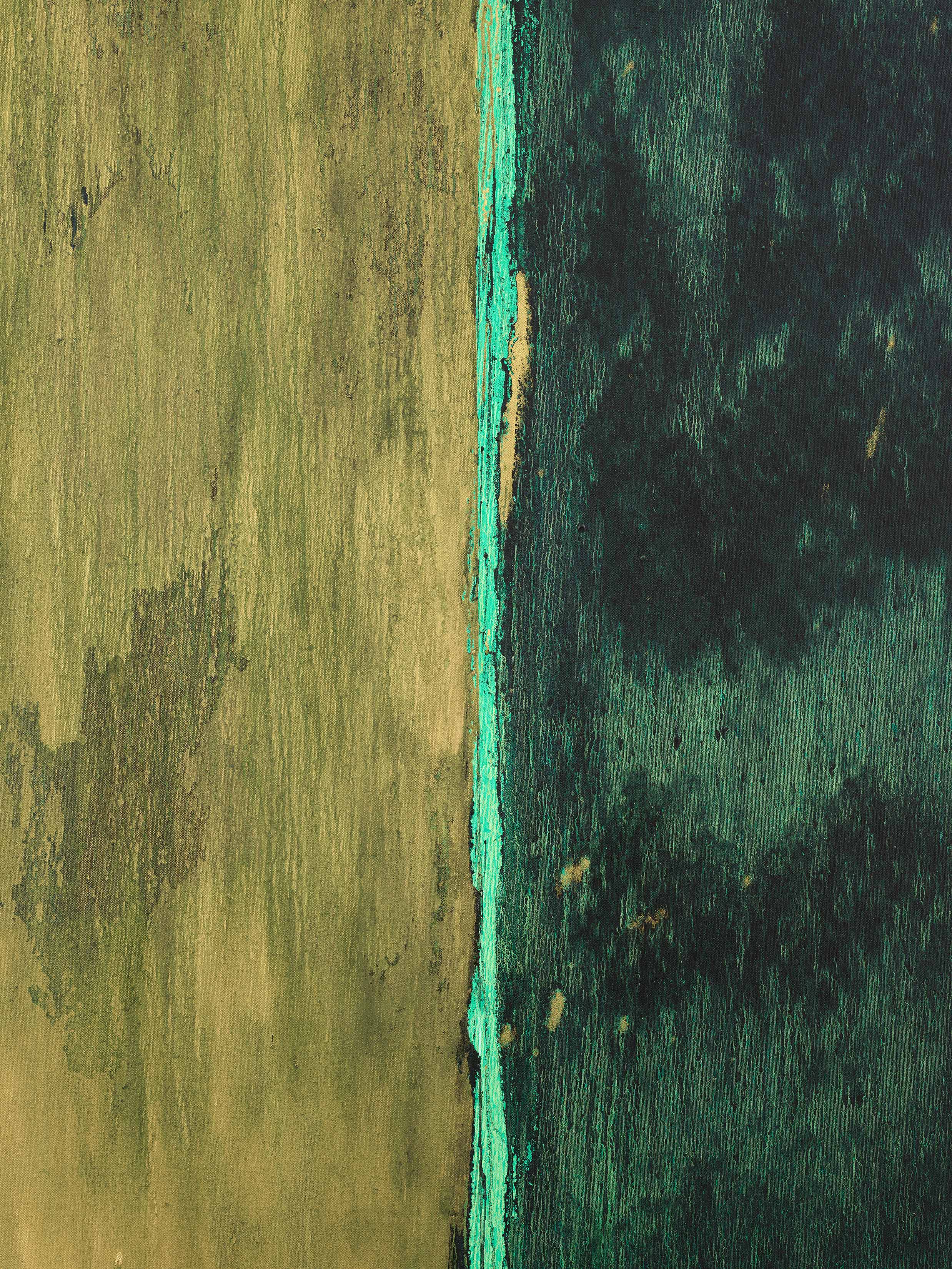 Detail view of Pat Steir's painting Opacity Velocity, 2014