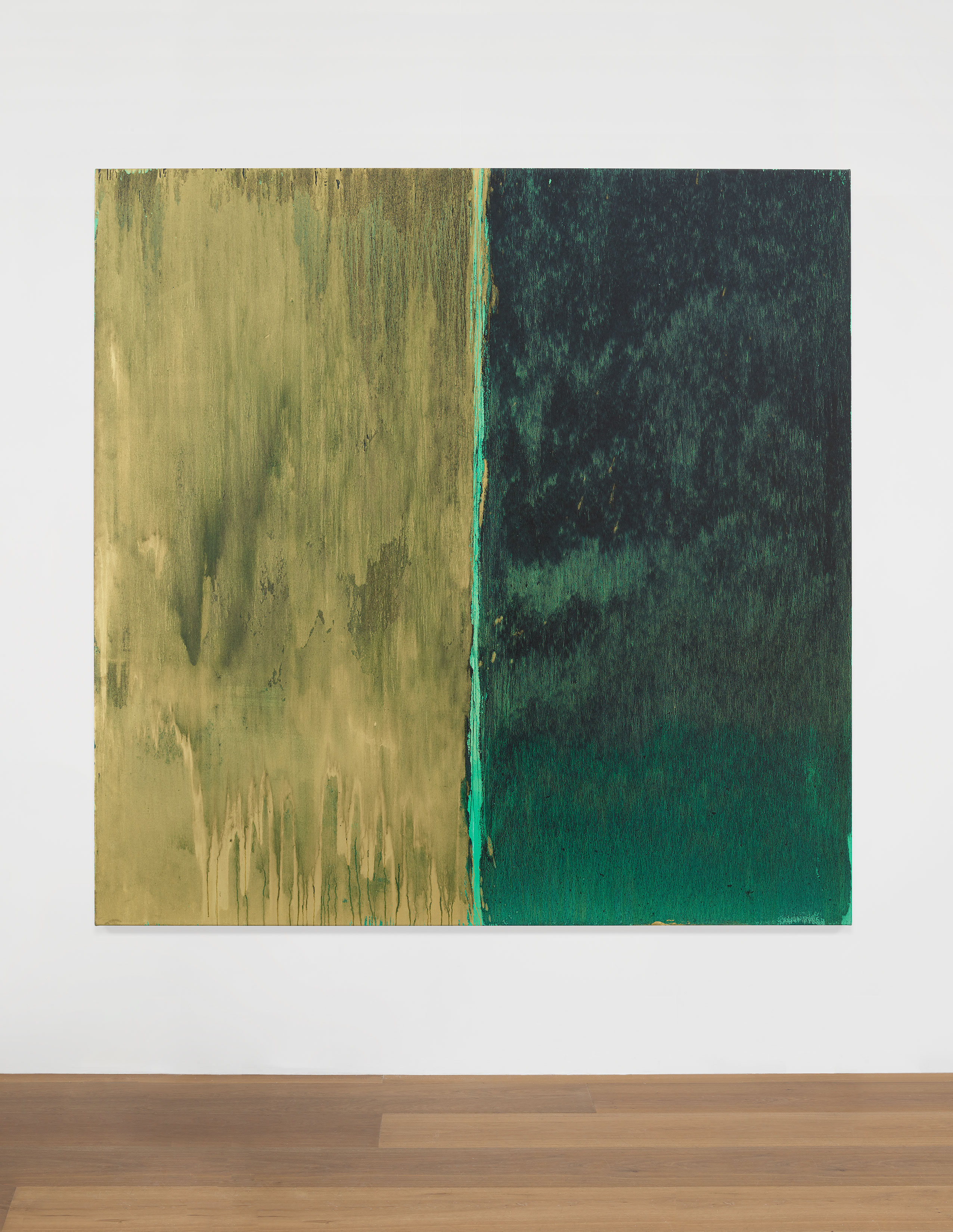 Install view of Pat Steir's painting Opacity Velocity, 2014