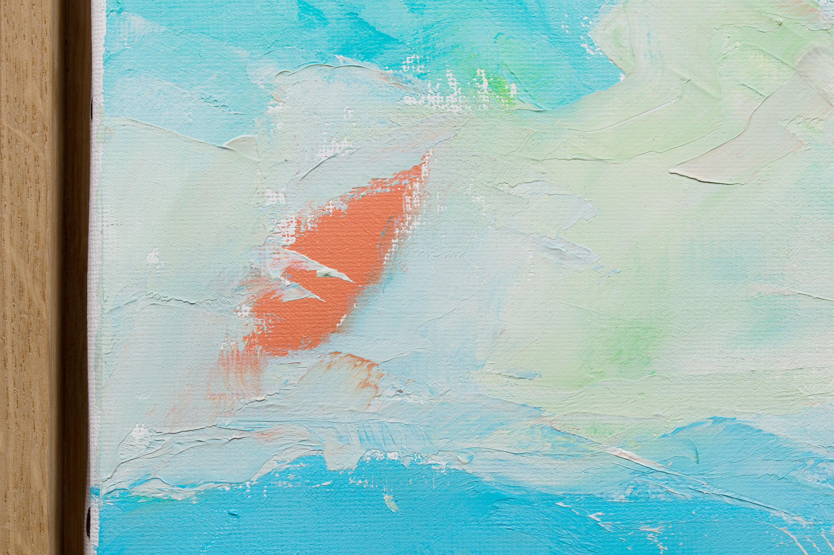 Detail view of Etel Adnan's painting Horizon 8