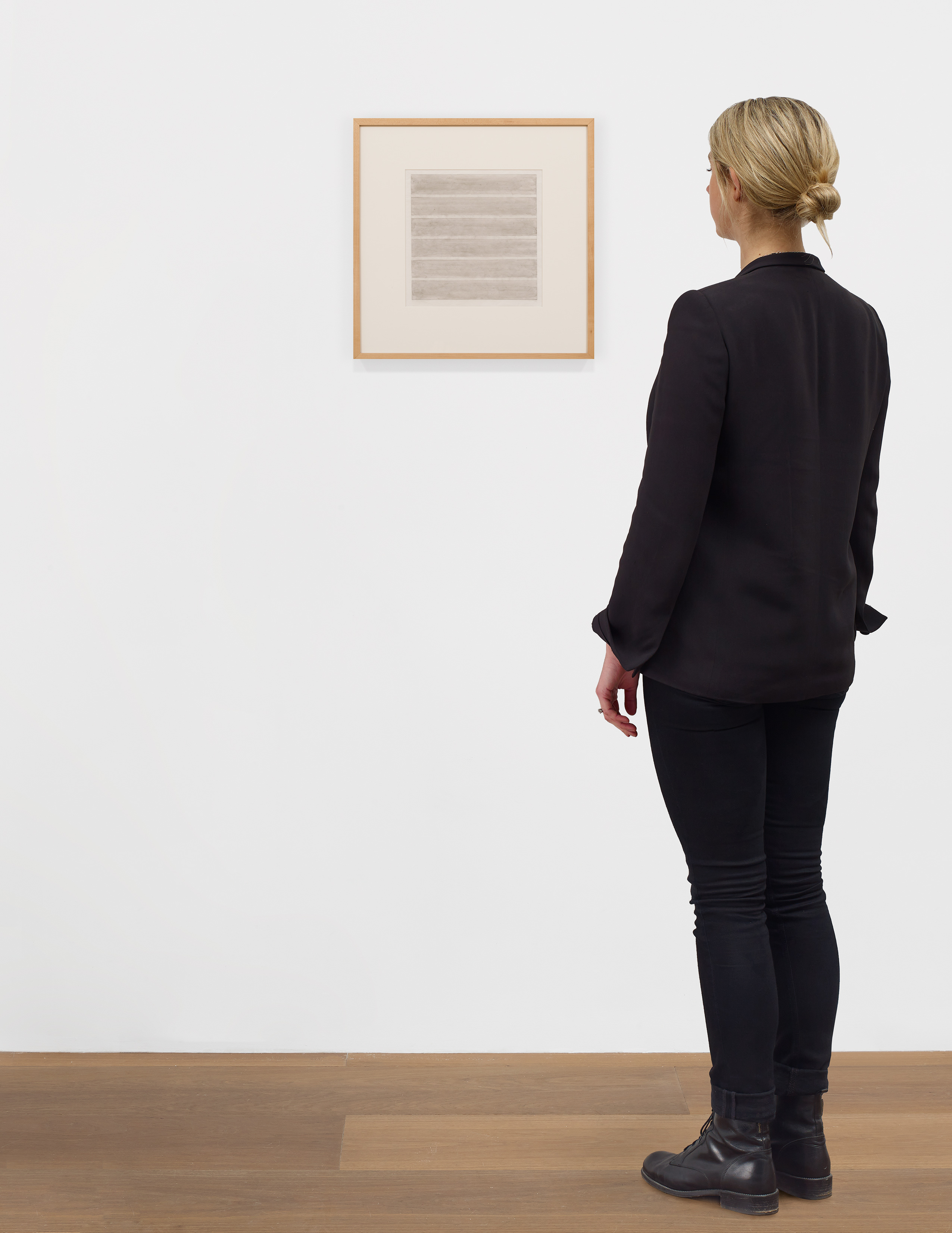 Scale view of Agnes Martin's painting Untitled 1994