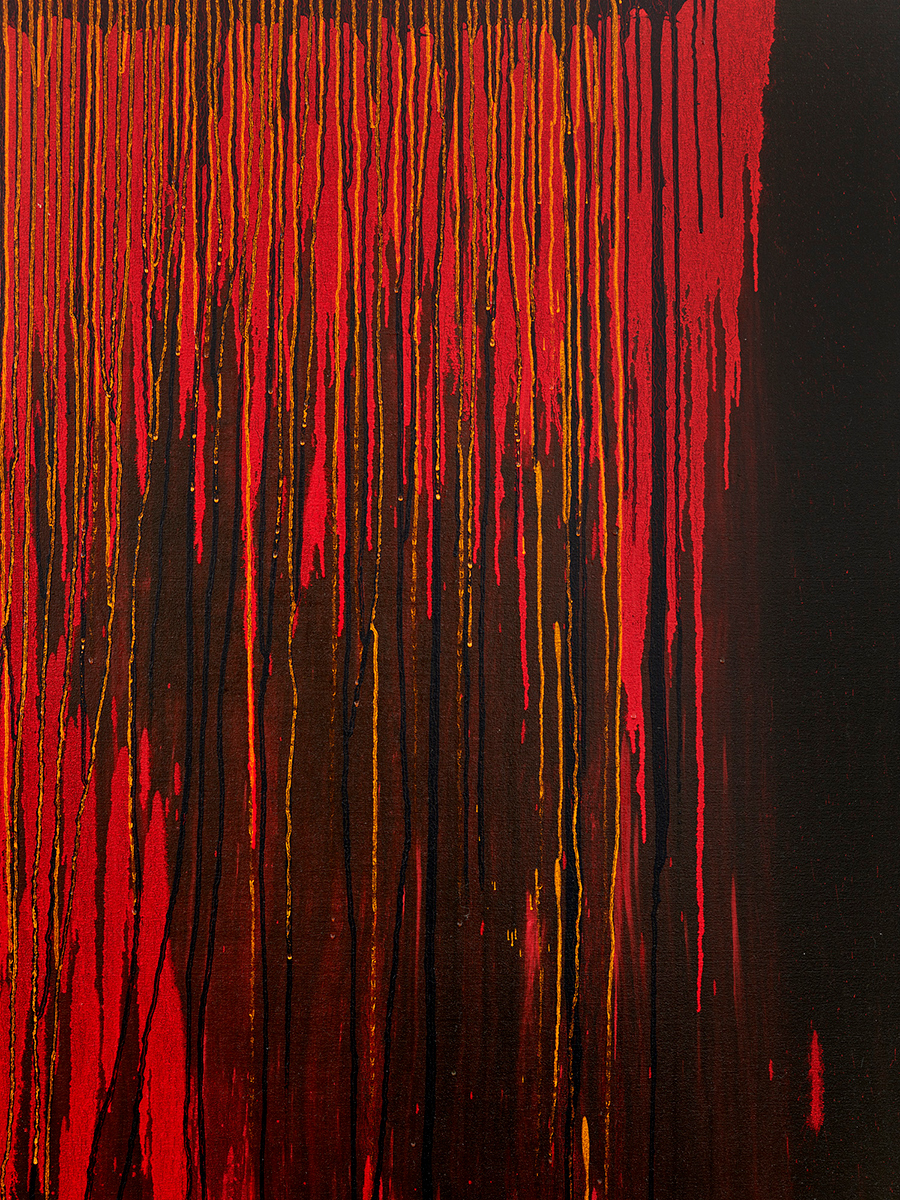 Detail view of Pat Steir's painting Considering Rothko