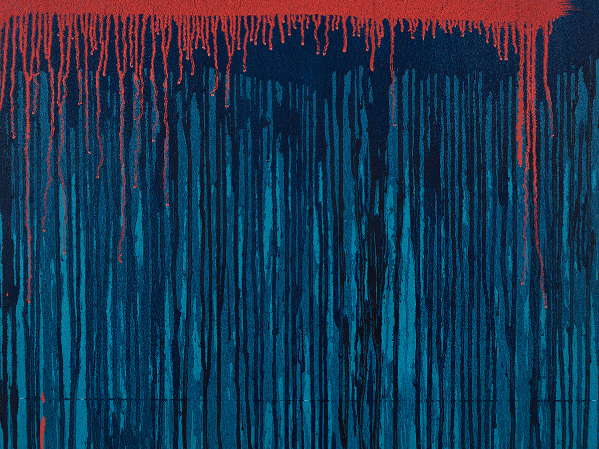 Detail view of Pat Steir's painting Considering Rothko #3