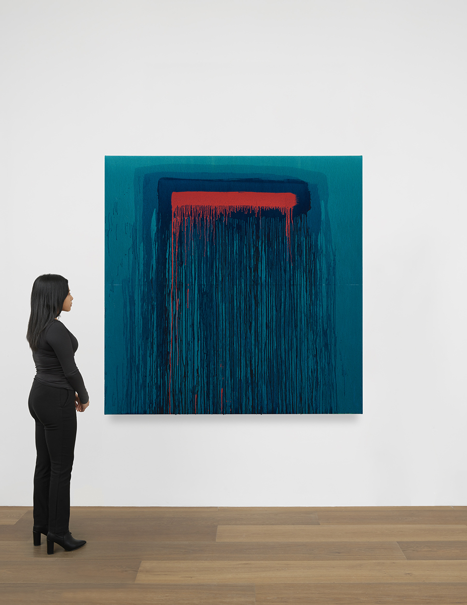 Scale view of Pat Steir's painting Considering Rothko #3