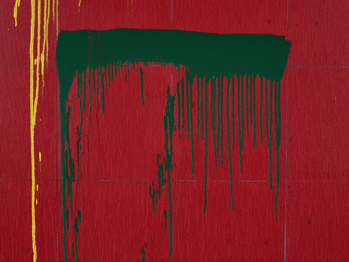 Detail view of Pat Steir's painting Considering Rothko #8