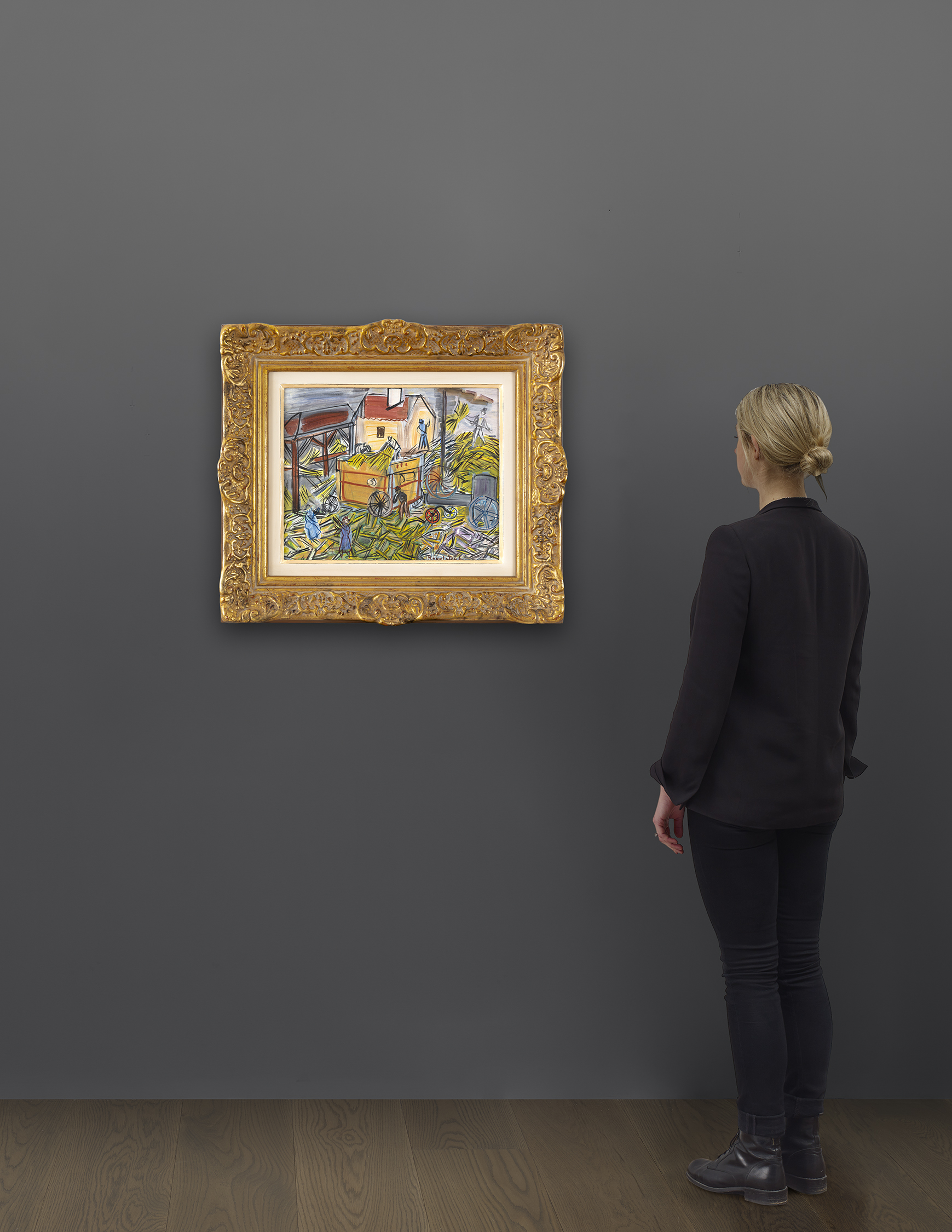 Scale view of Raoul Dufy's painting titled Dépiquage jaune