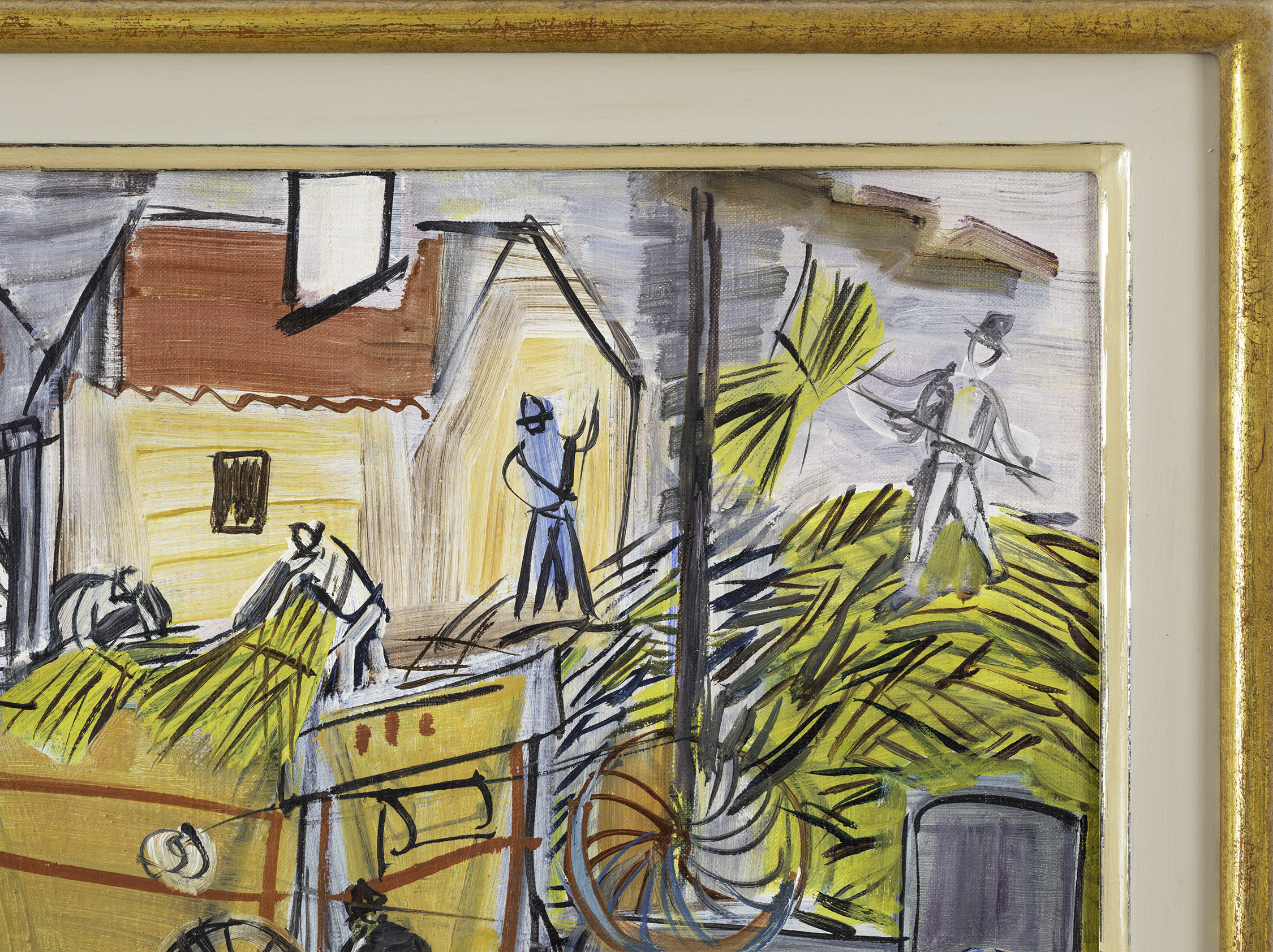 Detail view of Raoul Dufy's painting titled Dépiquage jaune