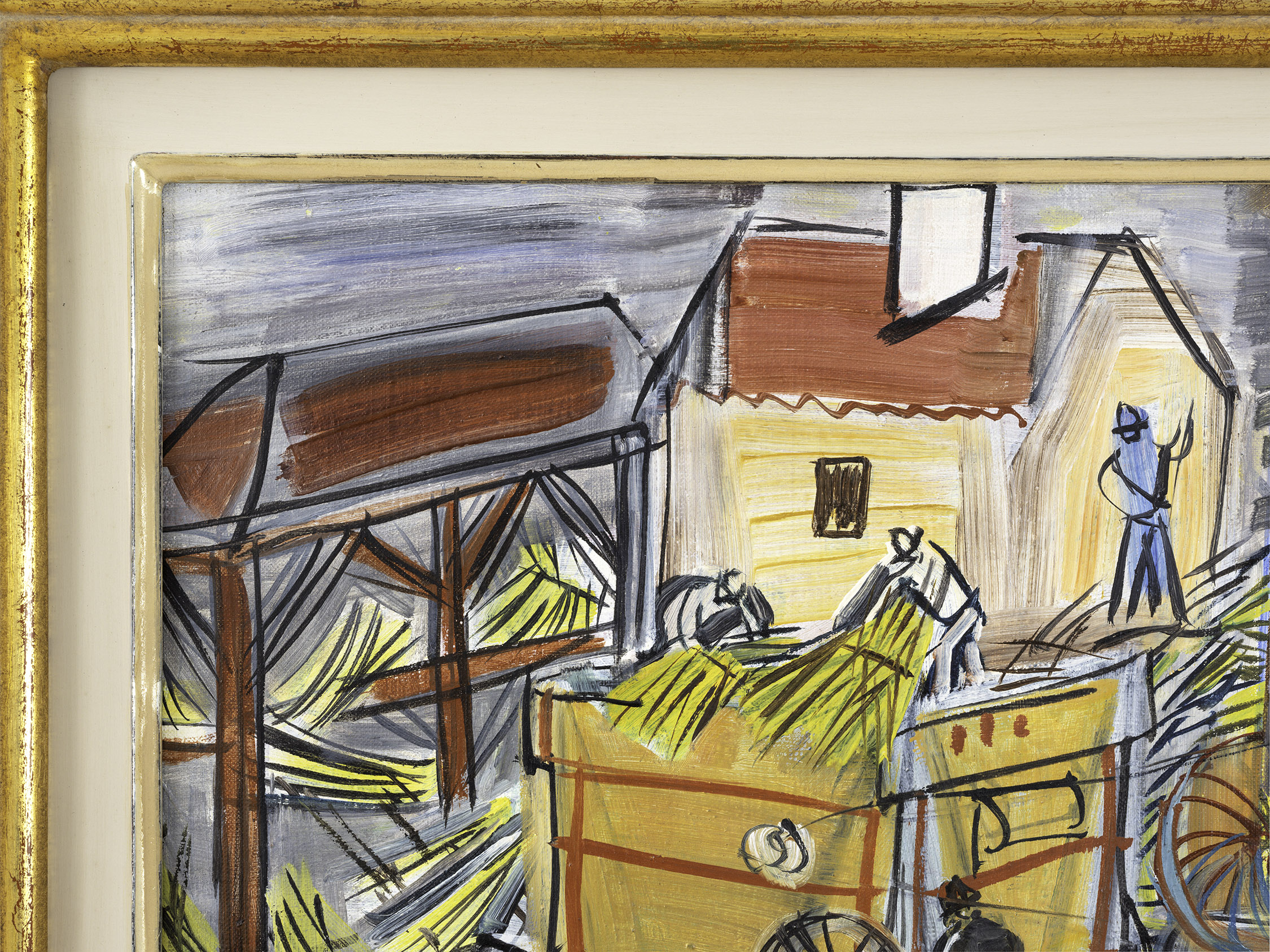 Detail view of Raoul Dufy's painting titled Dépiquage jaune