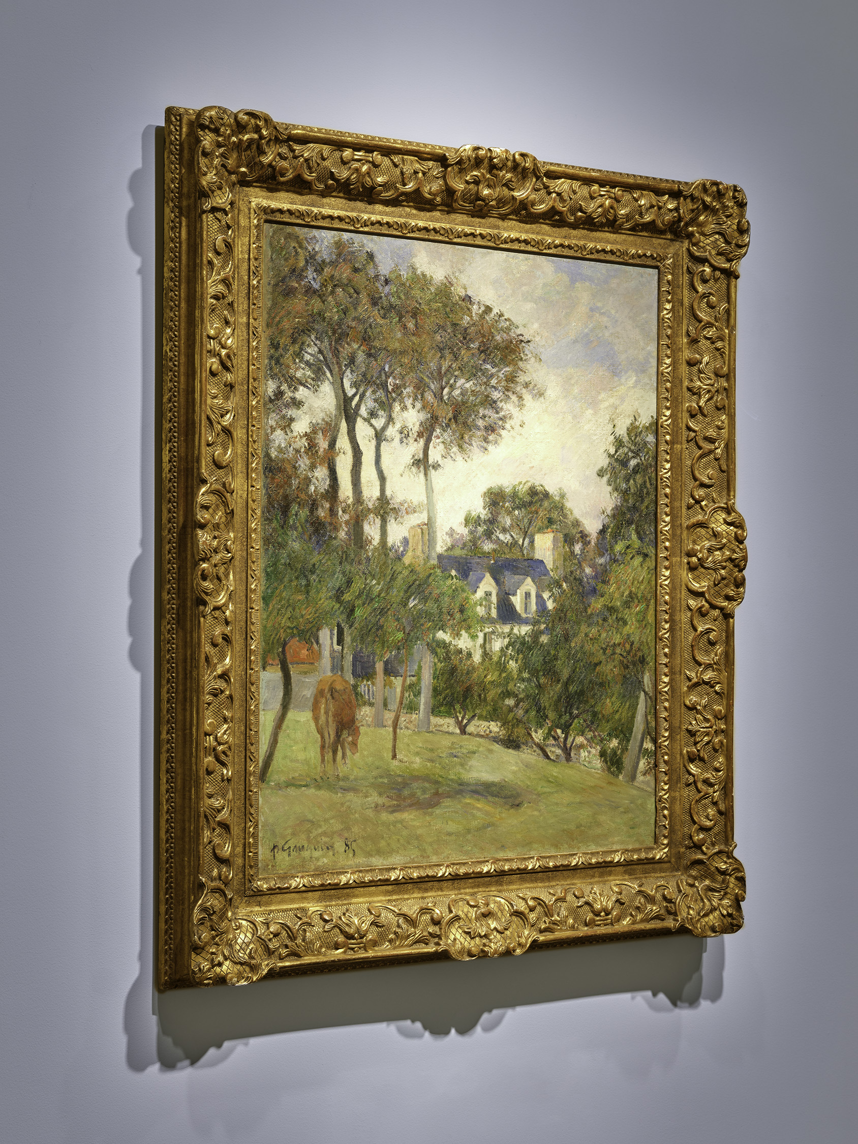 Angled view of Paul Gauguin's painting titled La Maison Blanche