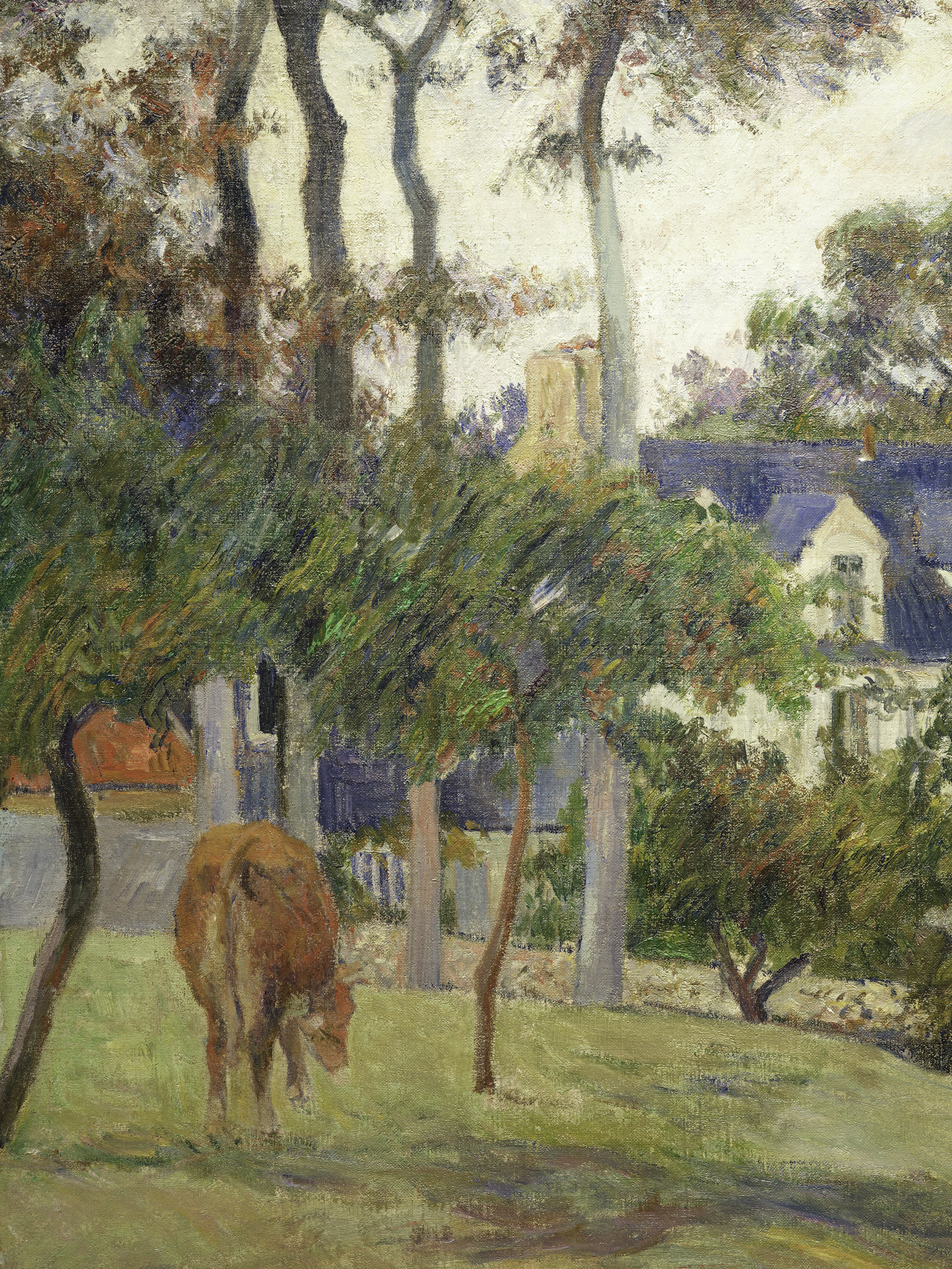 Detail view of Paul Gauguin's painting titled La Maison Blanche