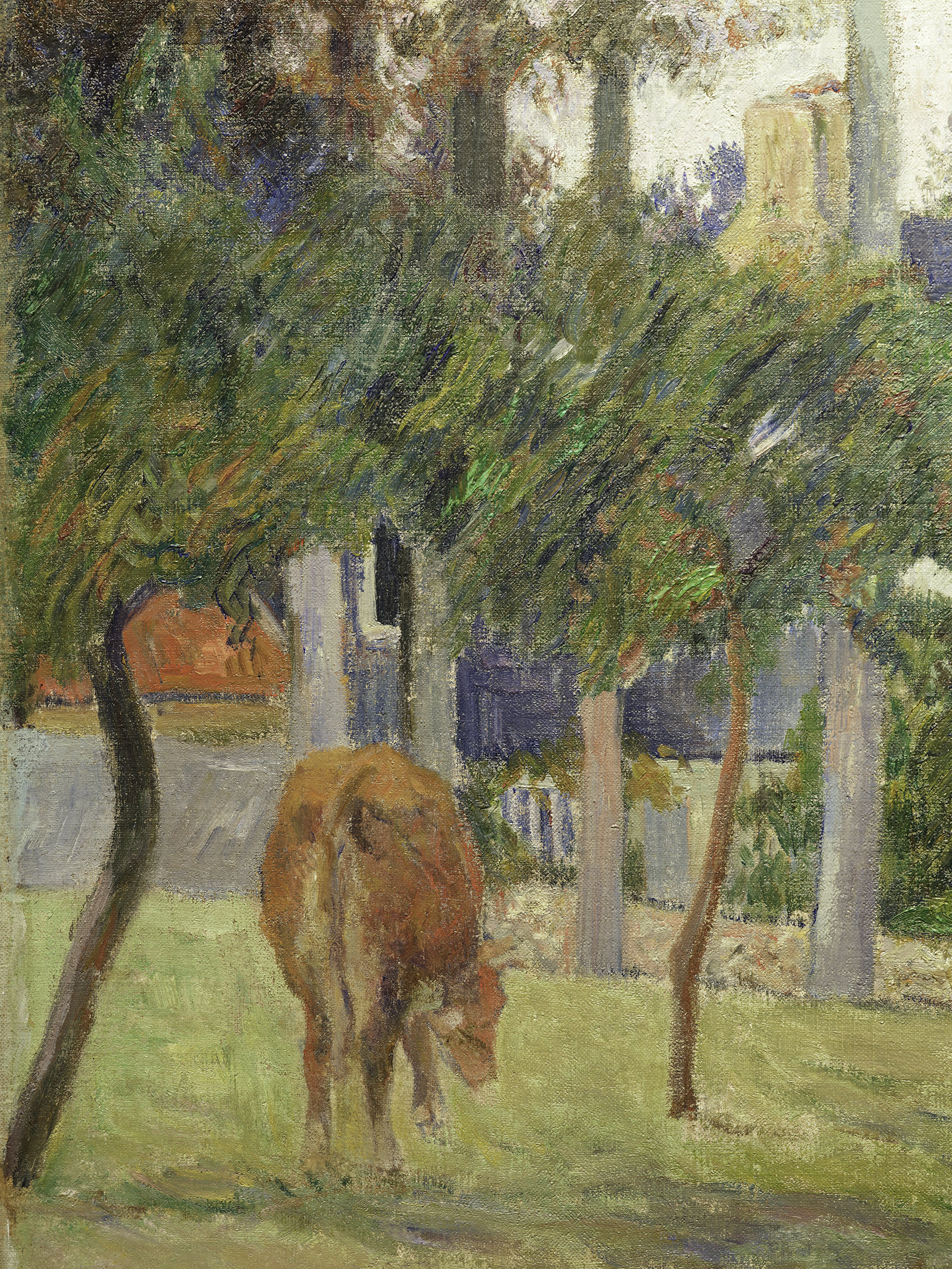 Detail view of Paul Gauguin's painting titled La Maison Blanche