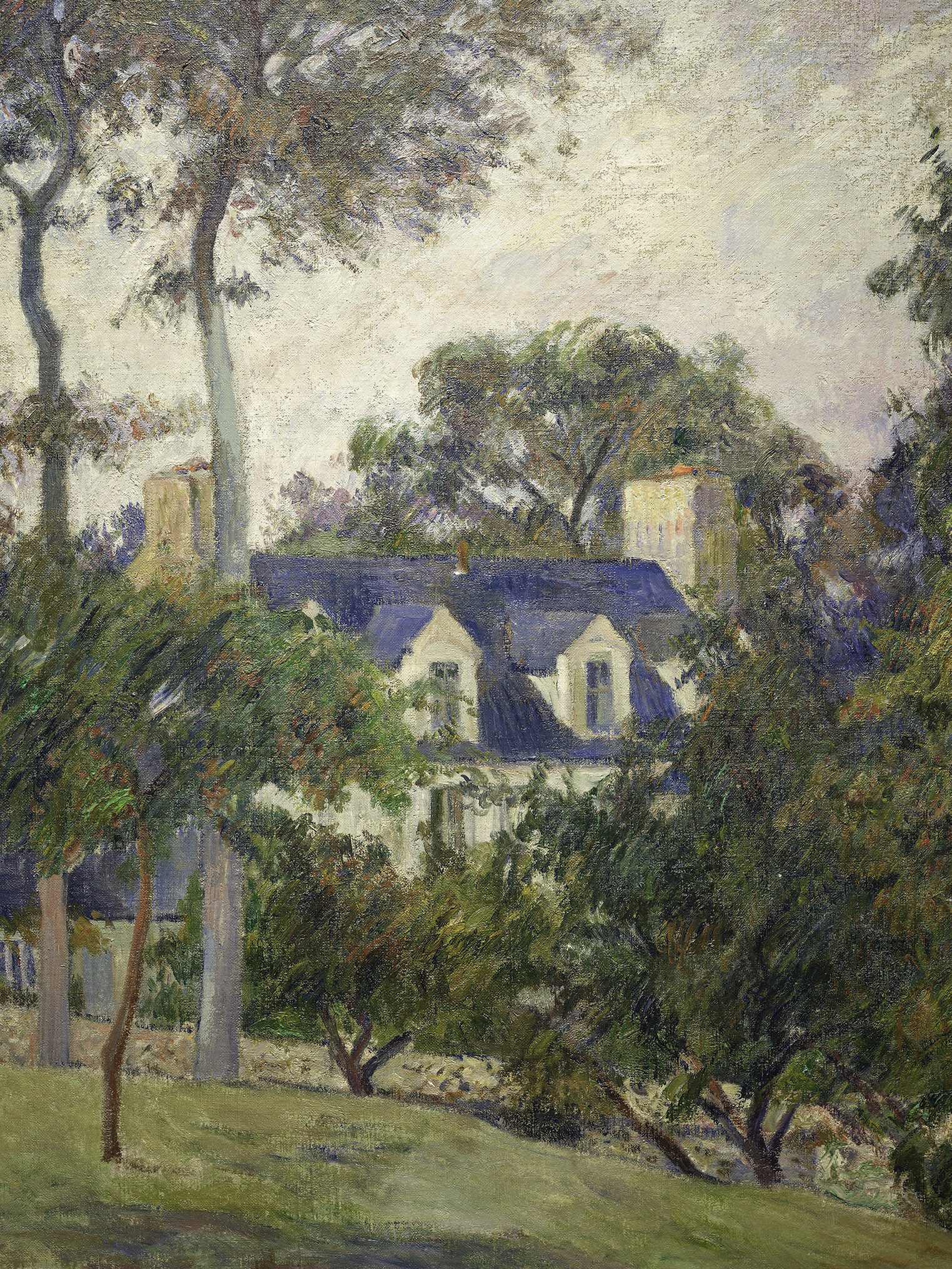 Detail view of Paul Gauguin's painting titled La Maison Blanche