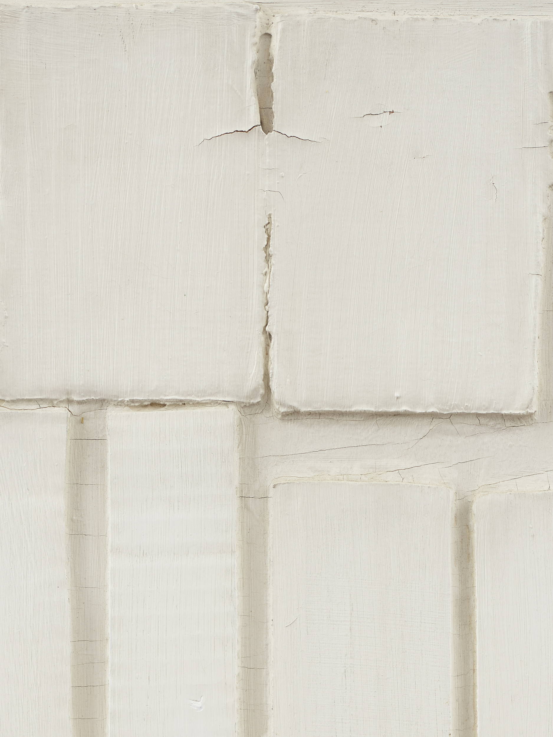 Detail view of Eleanore Mikus's oil and corrugated cardboard on board White Relief