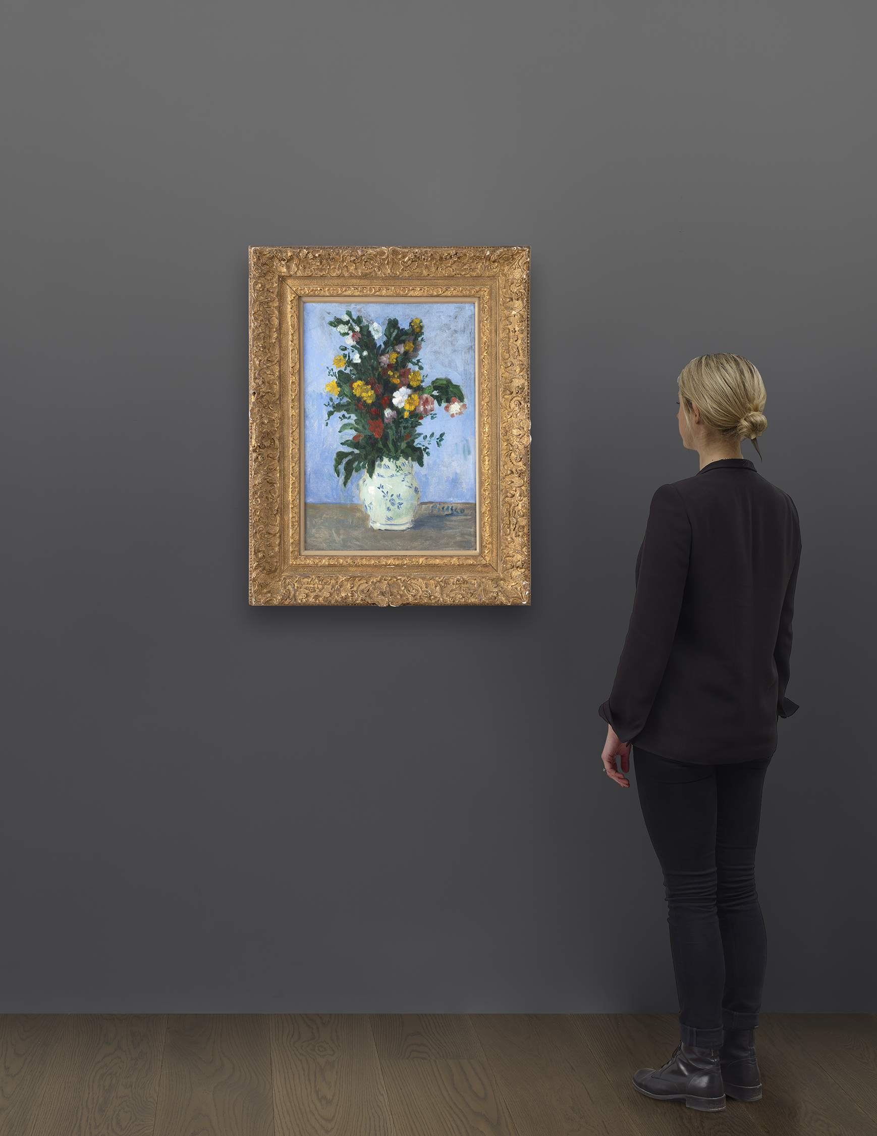 Scale view of Pablo Picasso's painting titled Vase de fleurs